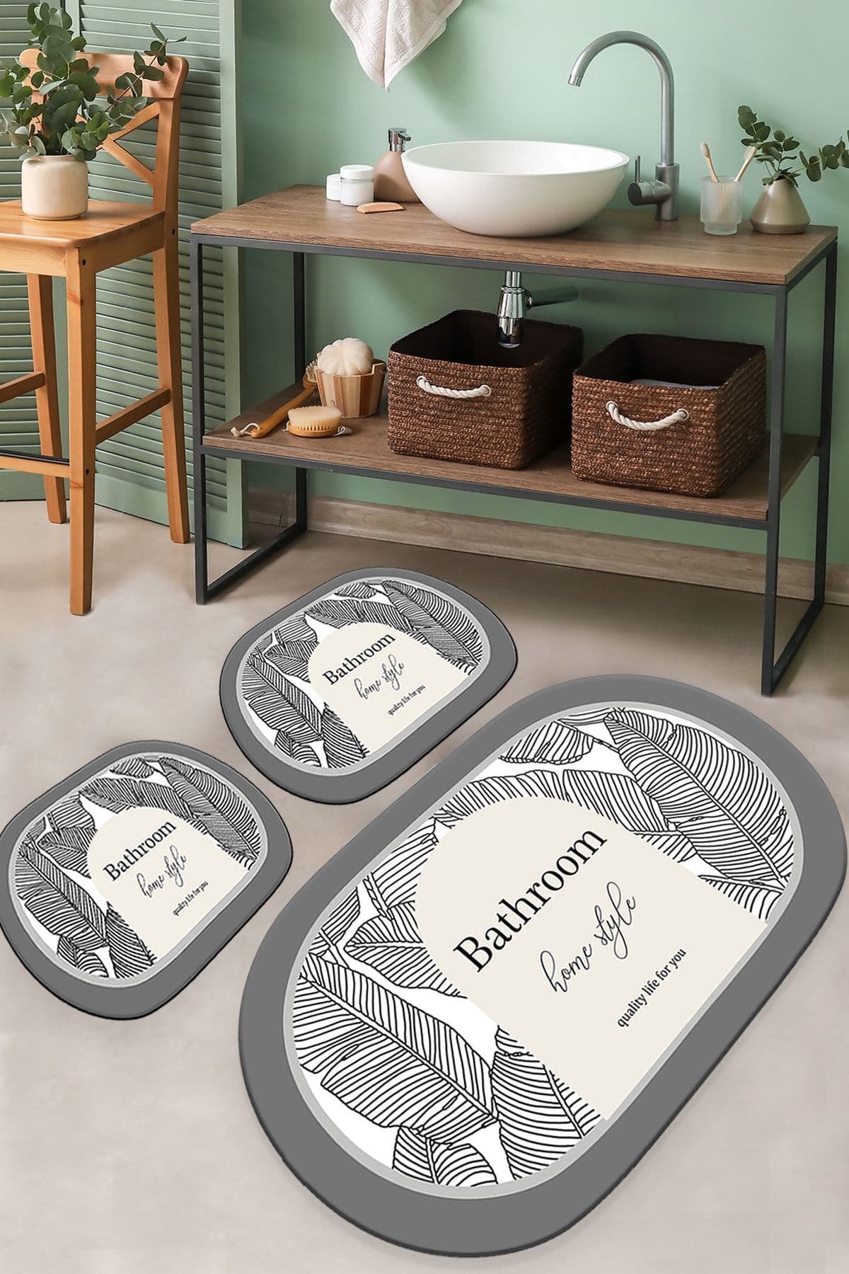 Chilai Home Earth Surface 3'lü Set Banyo Halısı Banyo Paspası
