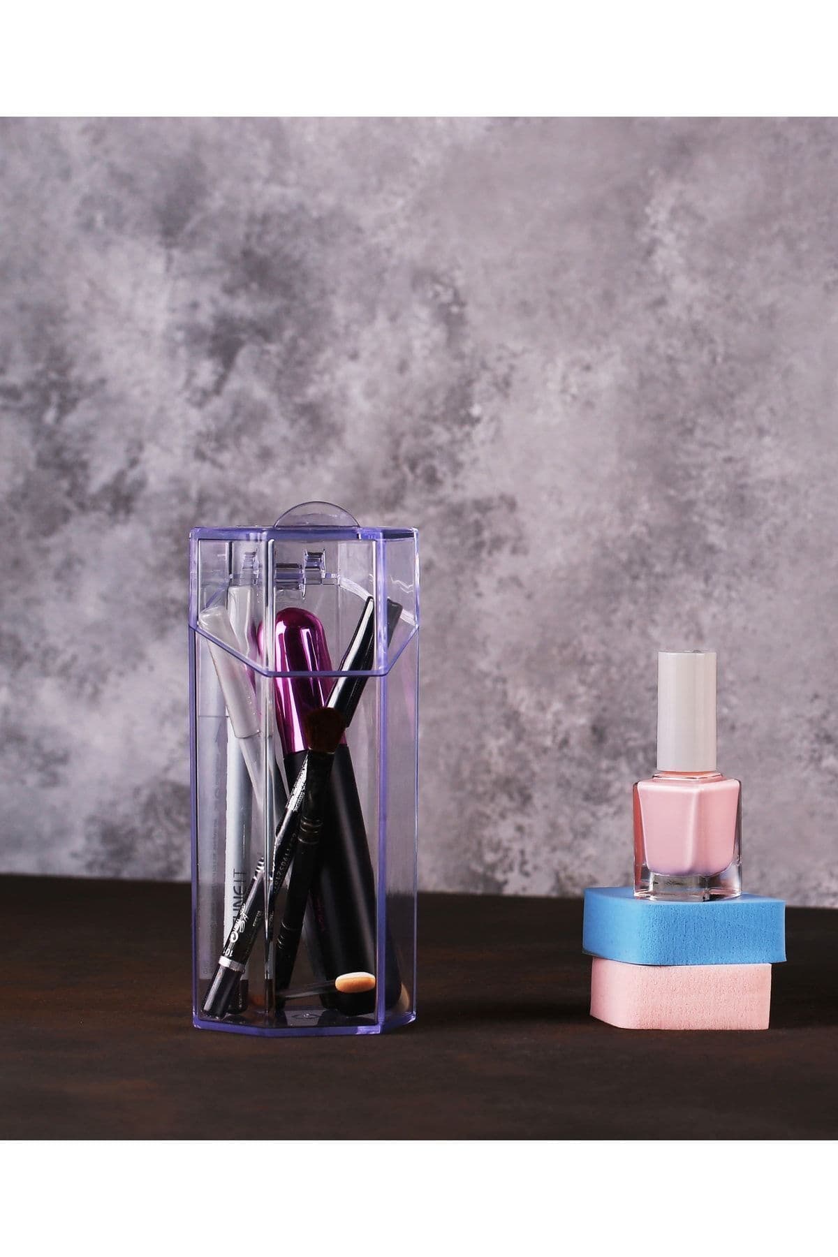 Box Up Küçük Makyaj Fırçası Ve Kozmetik Düzenleyici Şeffaf Kapaklı Hijyenik Makyaj Organizer