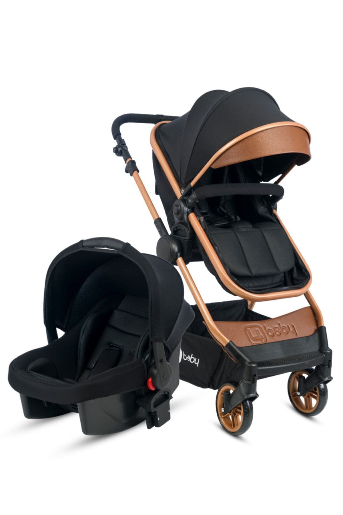 4 Baby Cool Gold Travel Sistem Bebek Arabası Seyahat Sistem Puset-Siyah