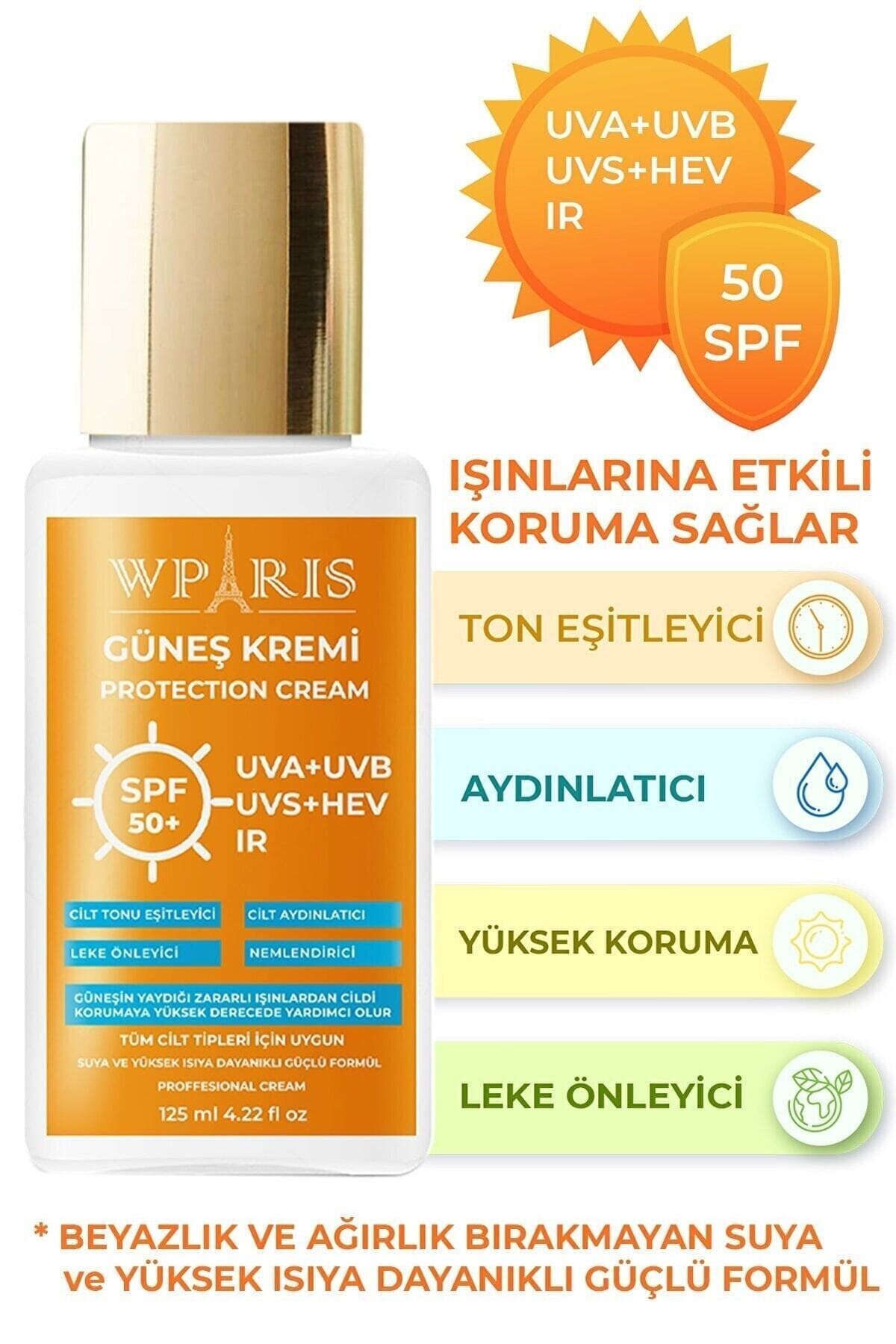 WParis Güneş Kremi Spf 50 125ml Maksimum Koruma Ton Eşitleyici, Aydınlatıcı, Leke Önleyici