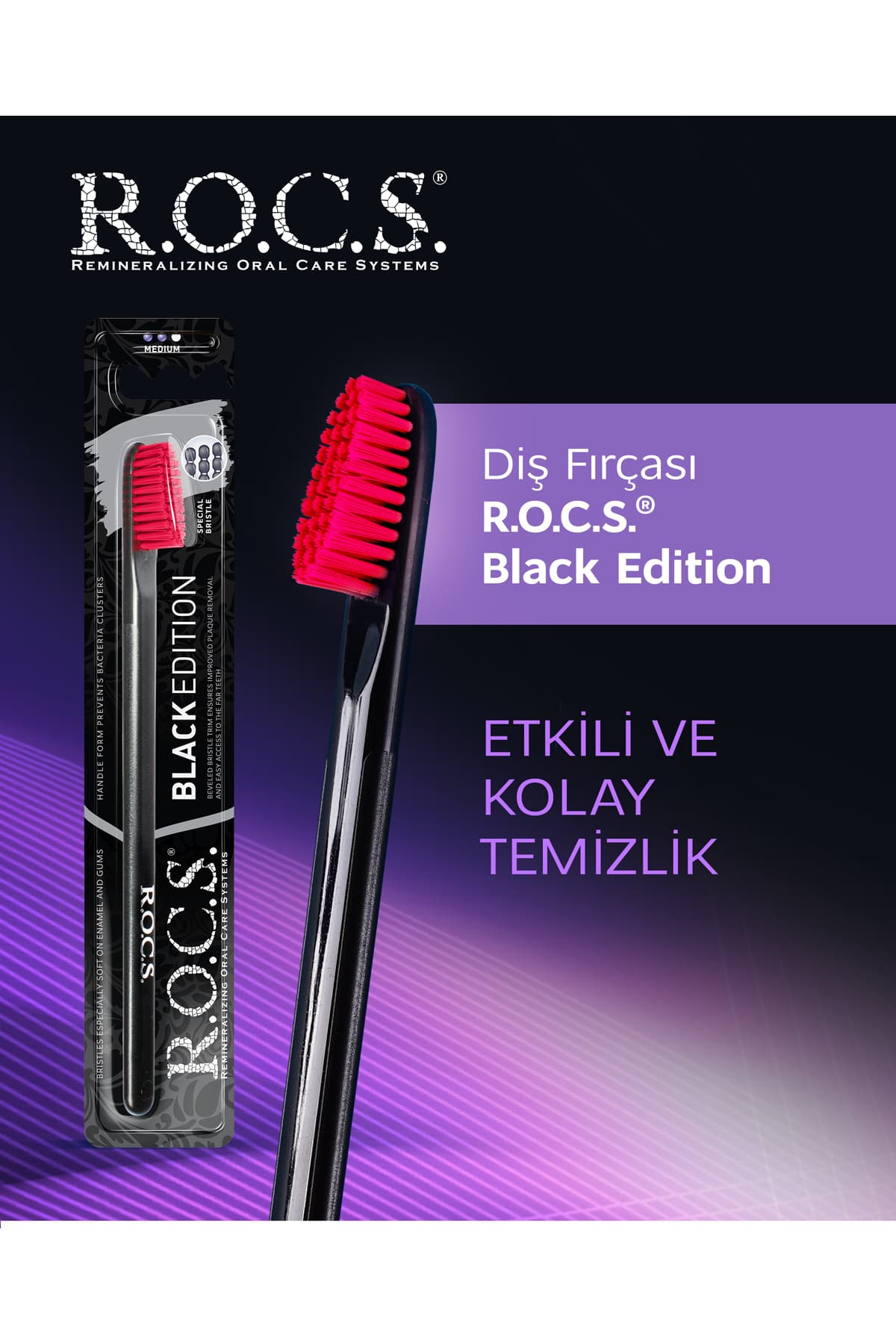 R.O.C.S. Rocs Black Edıtıon Beyazlatıcı Diş Fırçası - Kırmızı Kıl