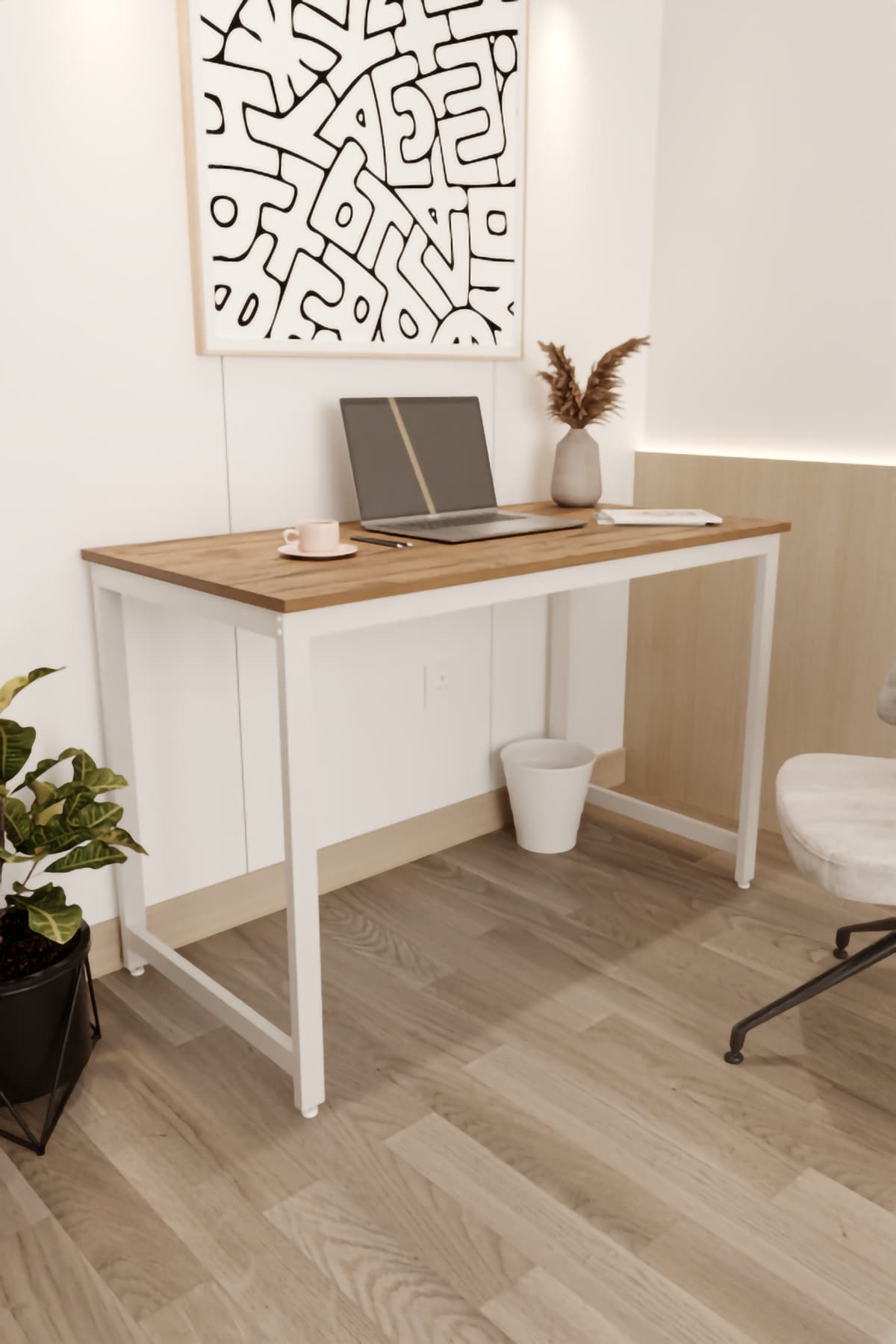Flinder Çam/Beyaz 120x60 Çalışma Masası, Bilgisayar Masası, Ofis Masası