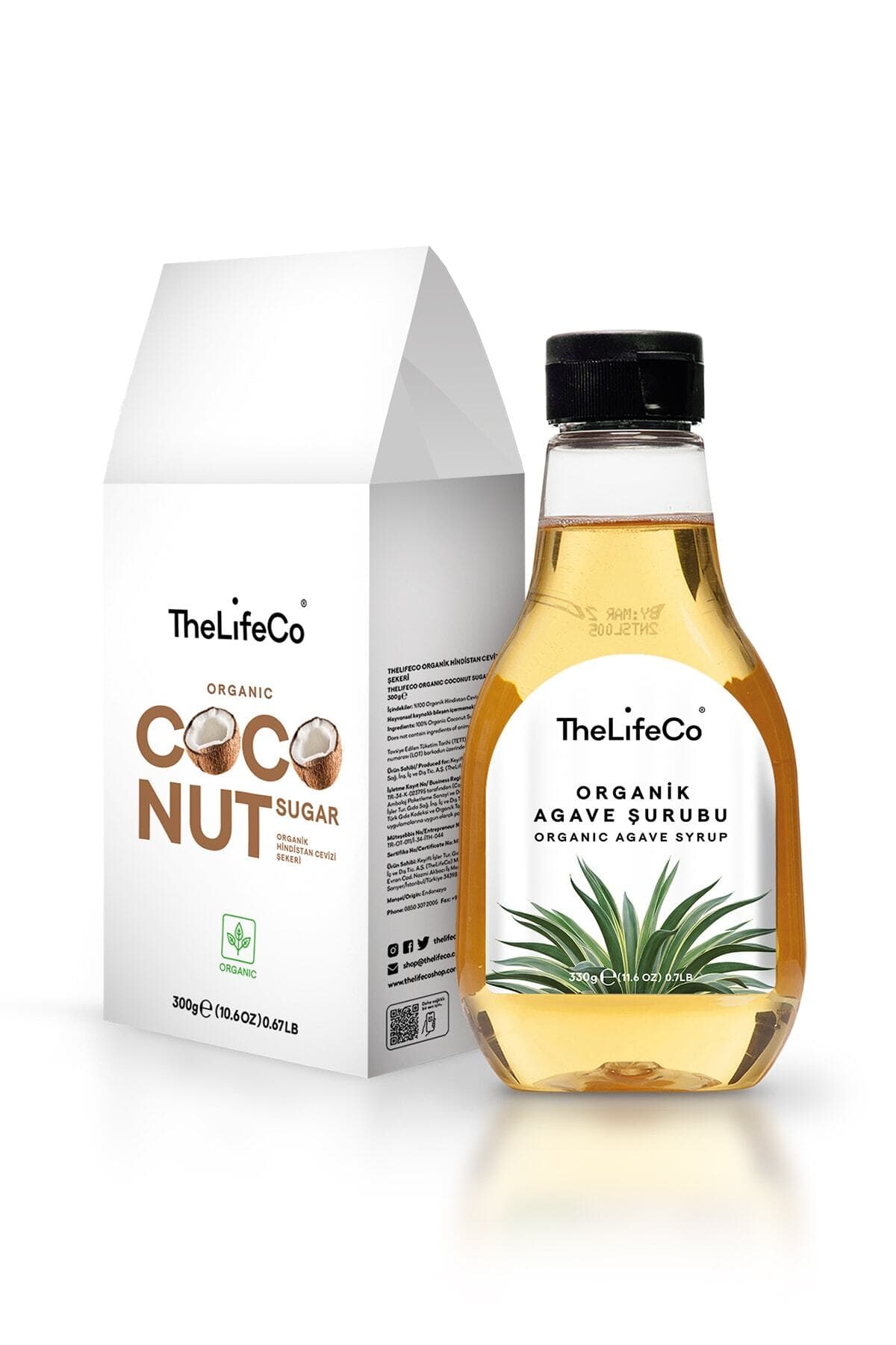 TheLifeCo Doğal Şeker Alternatifleri Paketi - Hindistan Cevizi Şekeri 300 G & Agave Şurubu 330 G