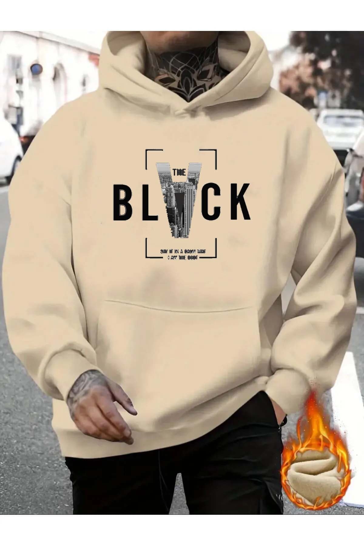 Medinenur Black Baskılı 2 Iplik Şardonlu Sweatshirt