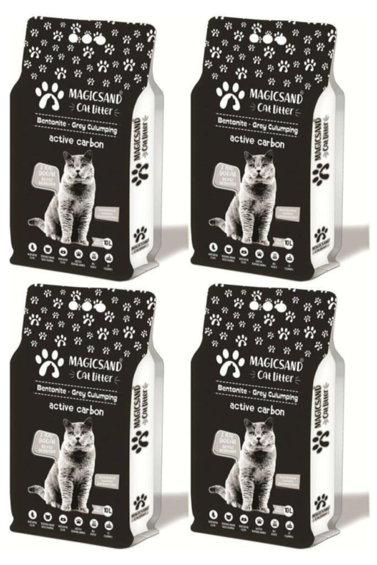Magic Sand Aktif Karbon Ince Tane Kedi Kumu 10 Lt 4 Adet