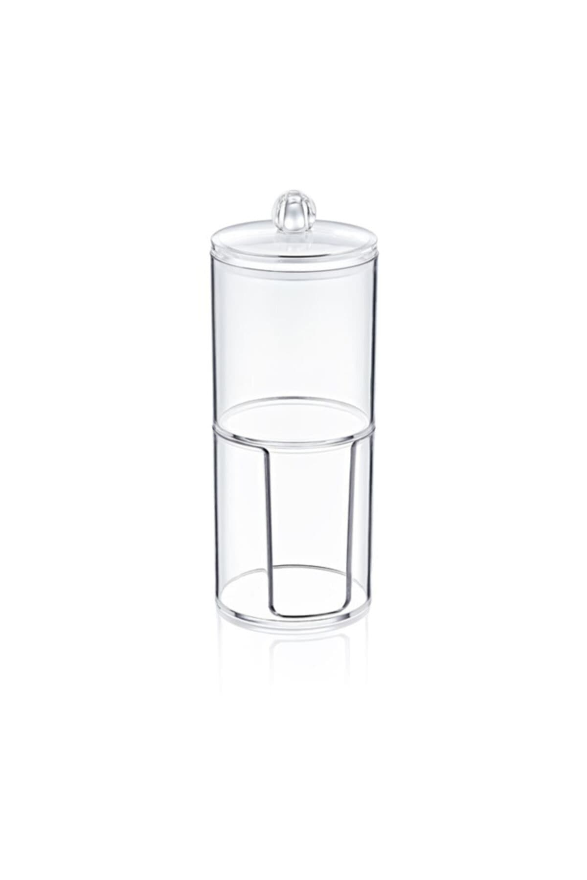 Box Up Çift Katlı Şeffaf Pamukluk Silindir Organizer Makyaj Organizer Takı Organizer