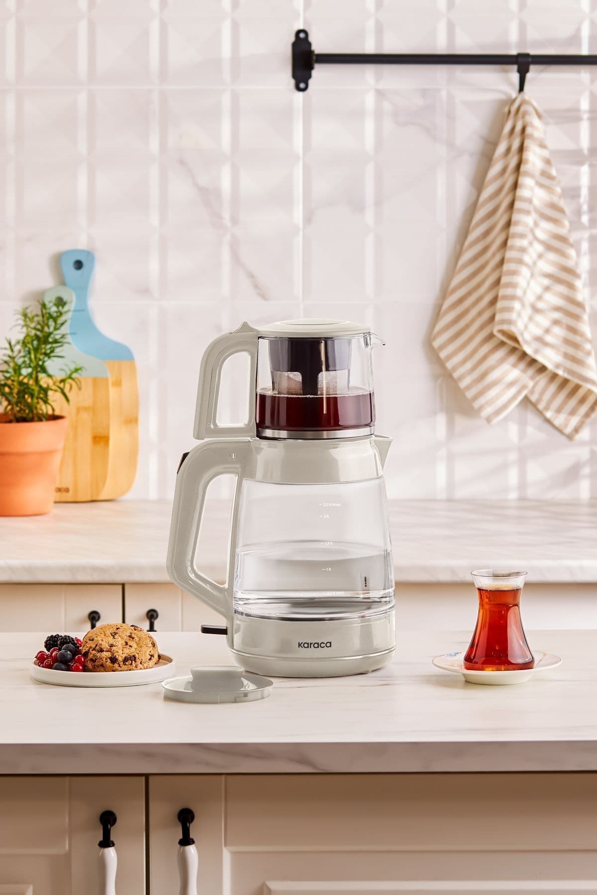 Karaca Glass Tea XL 2 in 1 Cam Çay Makinesi Starlight