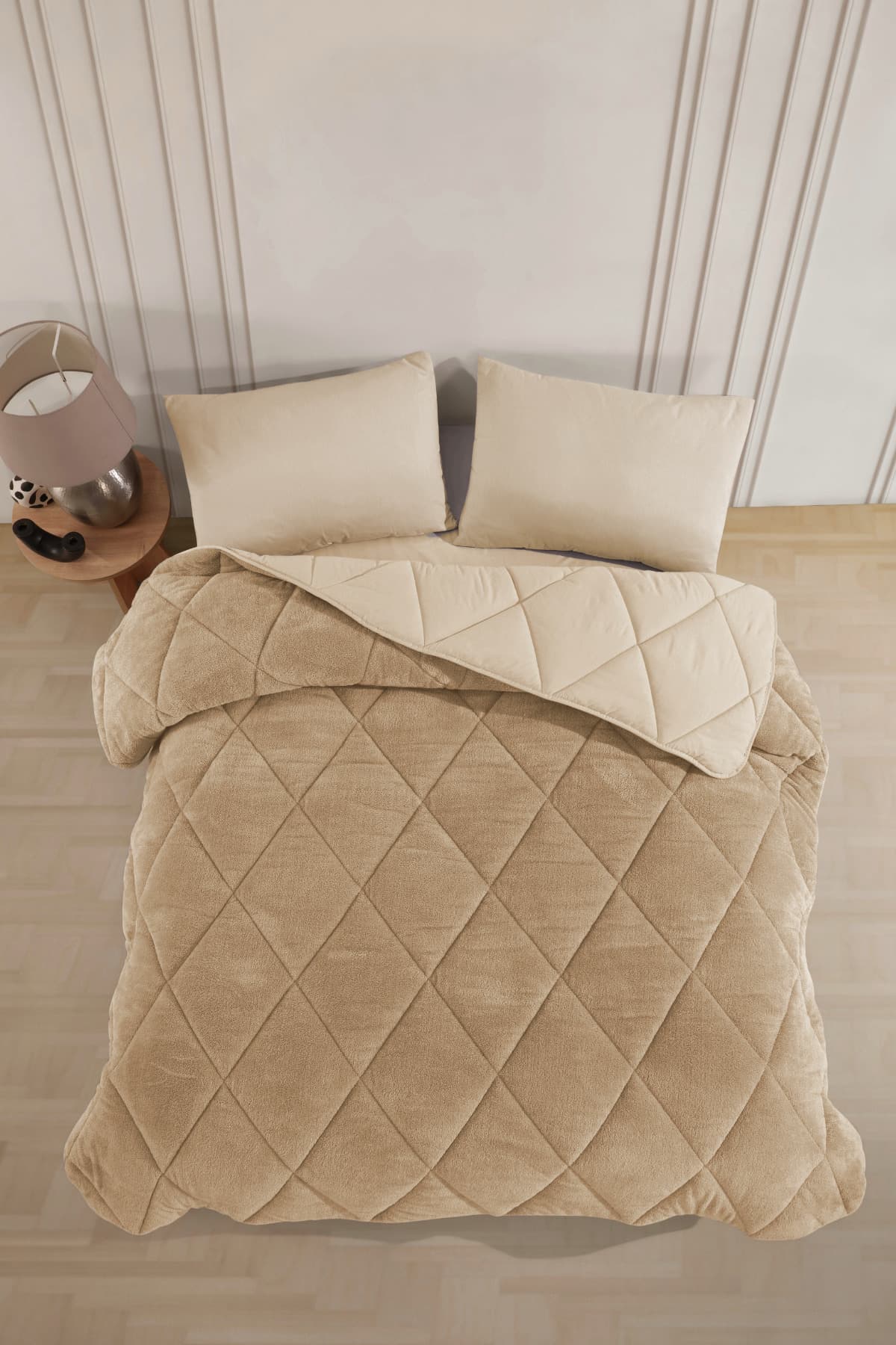 Adelya Çift Kişilik Lüx Kahverengi Çift Taraflı Wellsoft Yorgan 195 X 215 Cm