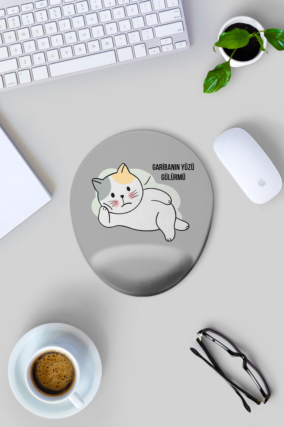 Gizeo Concept Garibanın Yüzü Gülürmü Desenli Bilek Destekli Mouse Pad