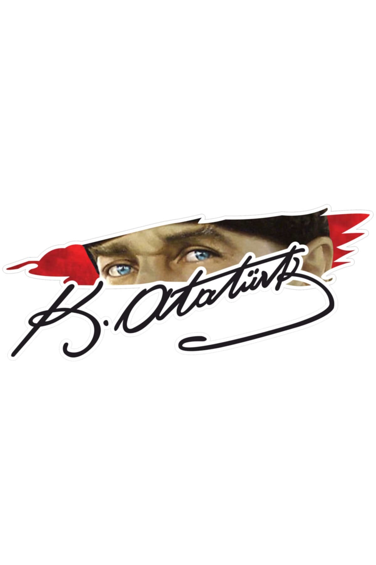 esticker Gazi Mustafa Kemal Atatürk Imza Türk Bayrağı Sticker 20 X 8,5 cm