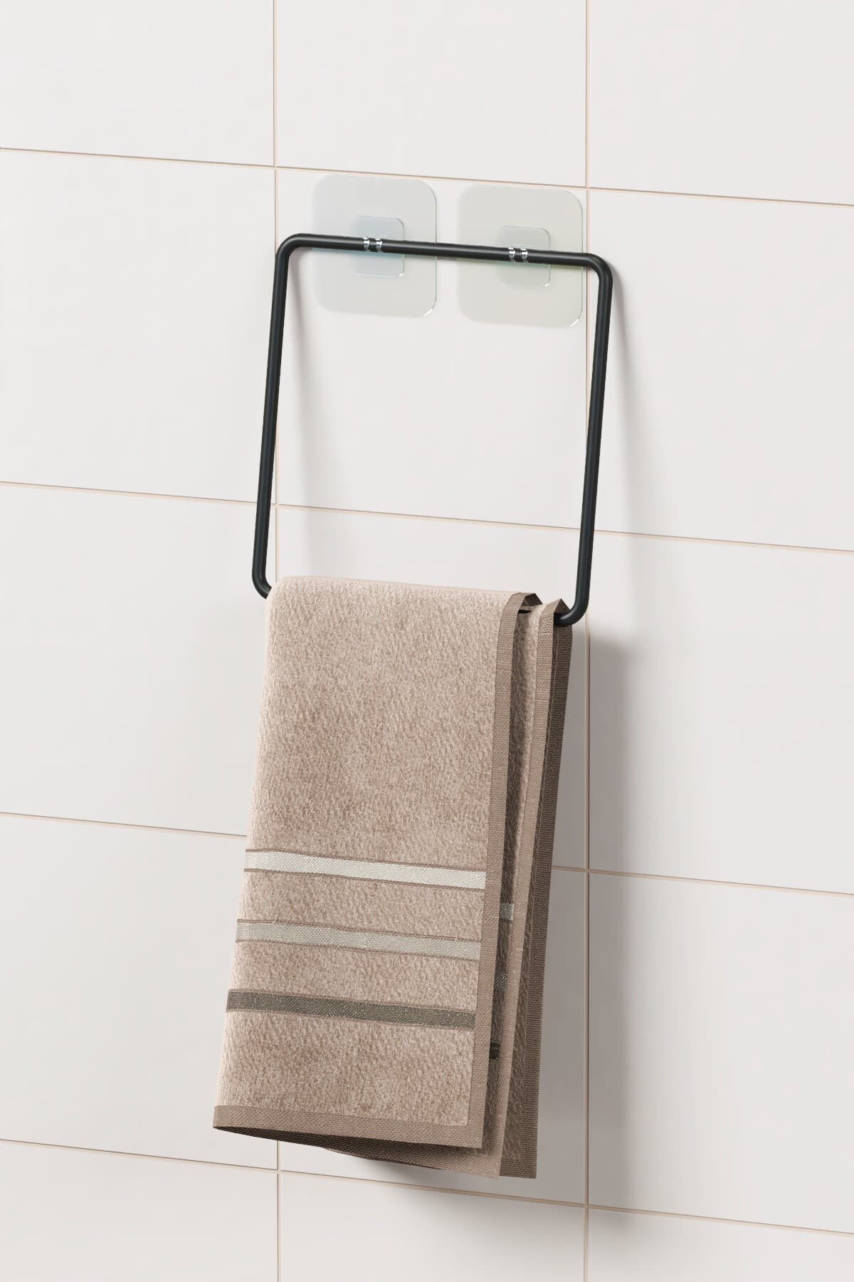 zabata Yapışkanlı Havluluk Siyah Havlu Askısı Metal Havlu tutacağı Banyo Mutfak Havluluğu Minimal Tasarım