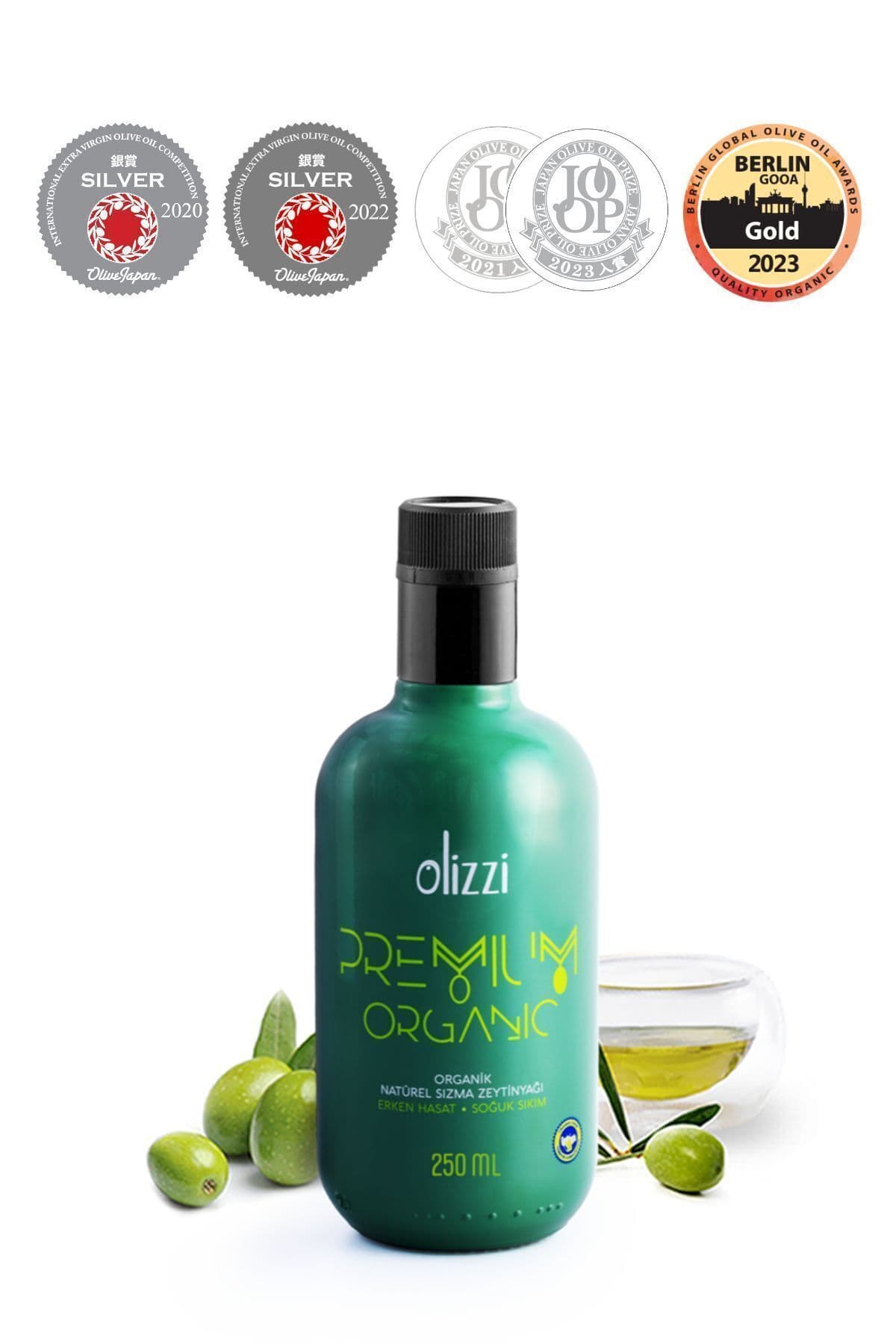 Olizzi Premium Organik Zeytinyağı Ödüllü Natürel Sızma Erken Hasat Soğuk Sıkım 250 ml