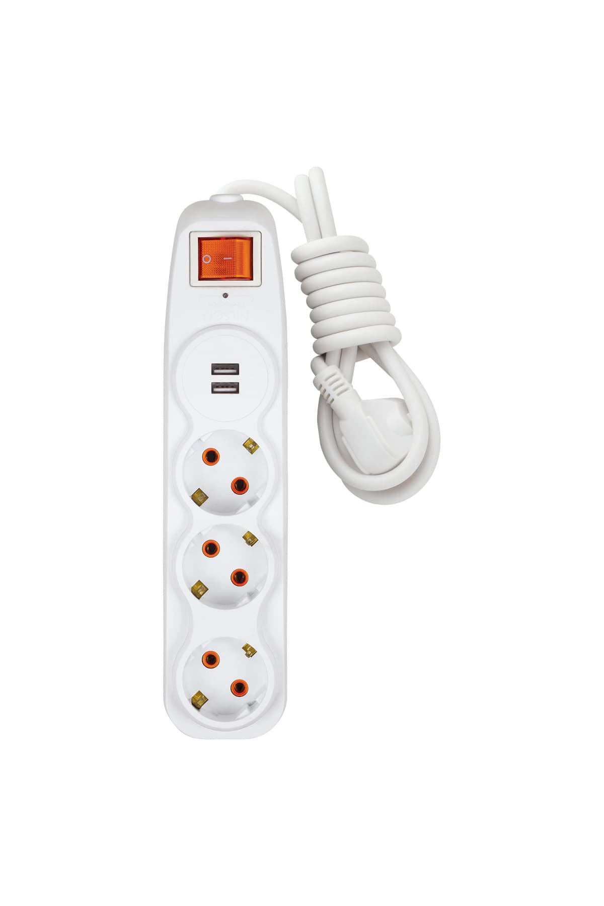 Nilson Quattro 3'lü Akım Korumalı Anahtarlı Topraklı Korumalı Grup Priz 2'li Usb Hızlı Şarj 1.5 mt