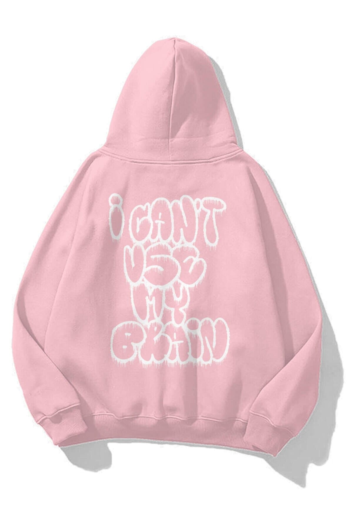Co Trendiz Unisex I Can't Use My Brain Sweatshirt Hoodie Pembe