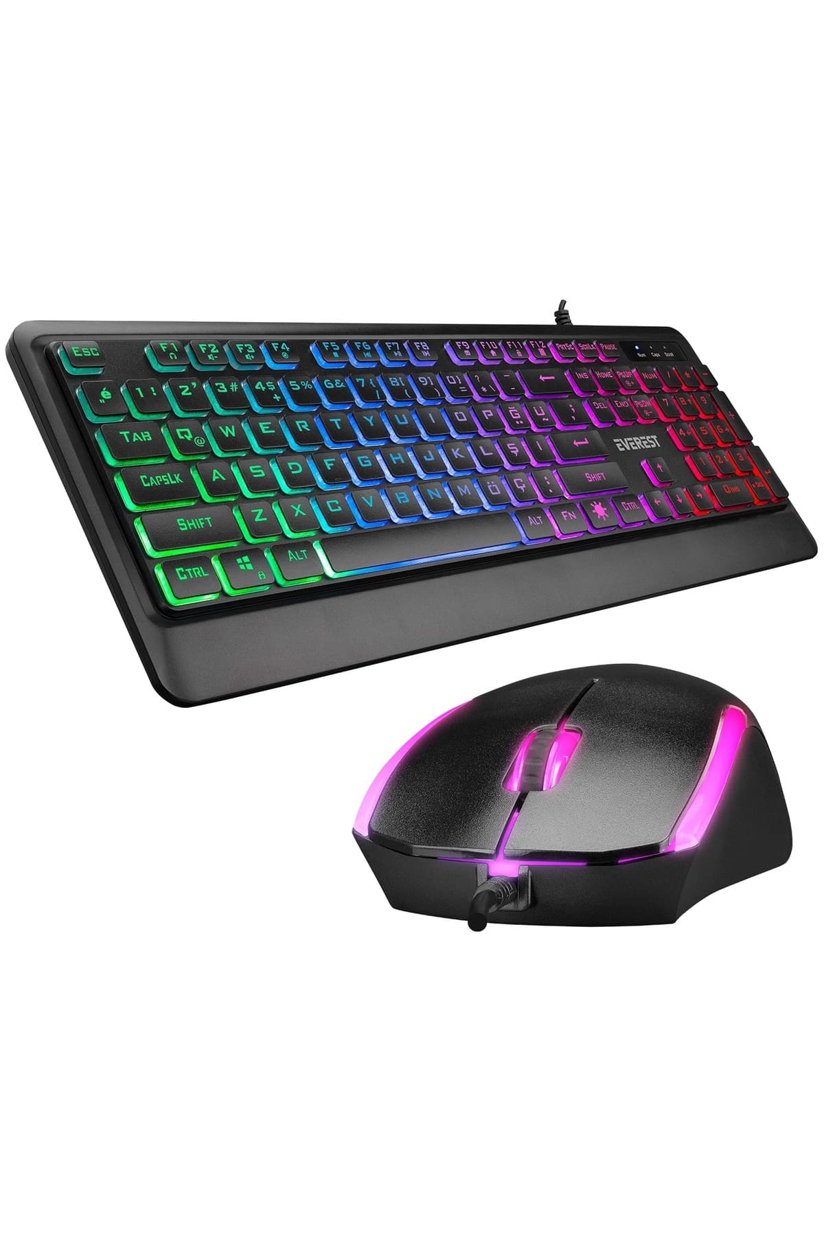 Everest Km-r59 Forza Plus Siyah Usb Rainbow Backlight Q Klavye + 1200 Dpi Mouse Set 35993