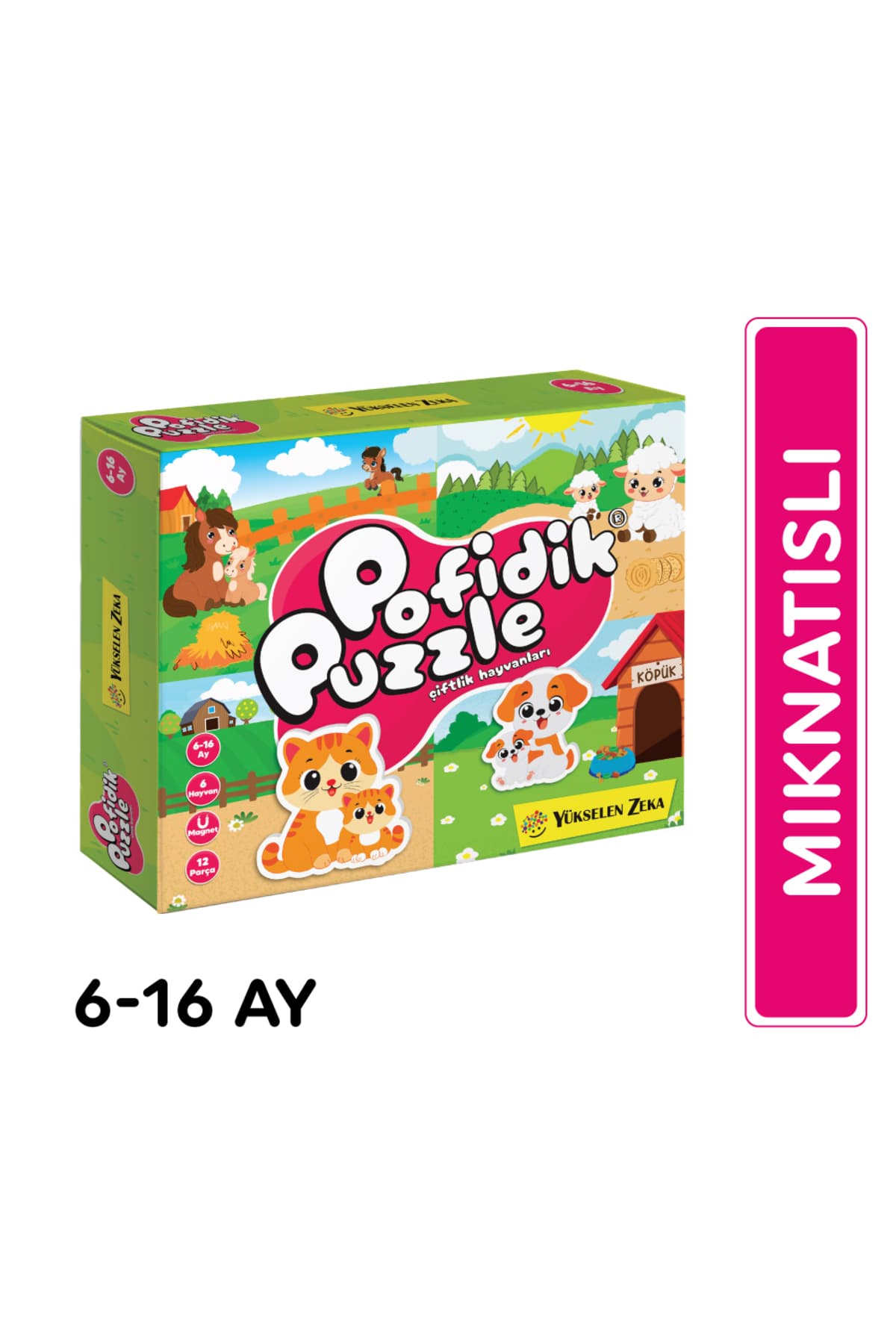 yükselen zeka 6-16 Ay İlk Pofidik Magnet Puzzle - Çiftlik Hayvanları