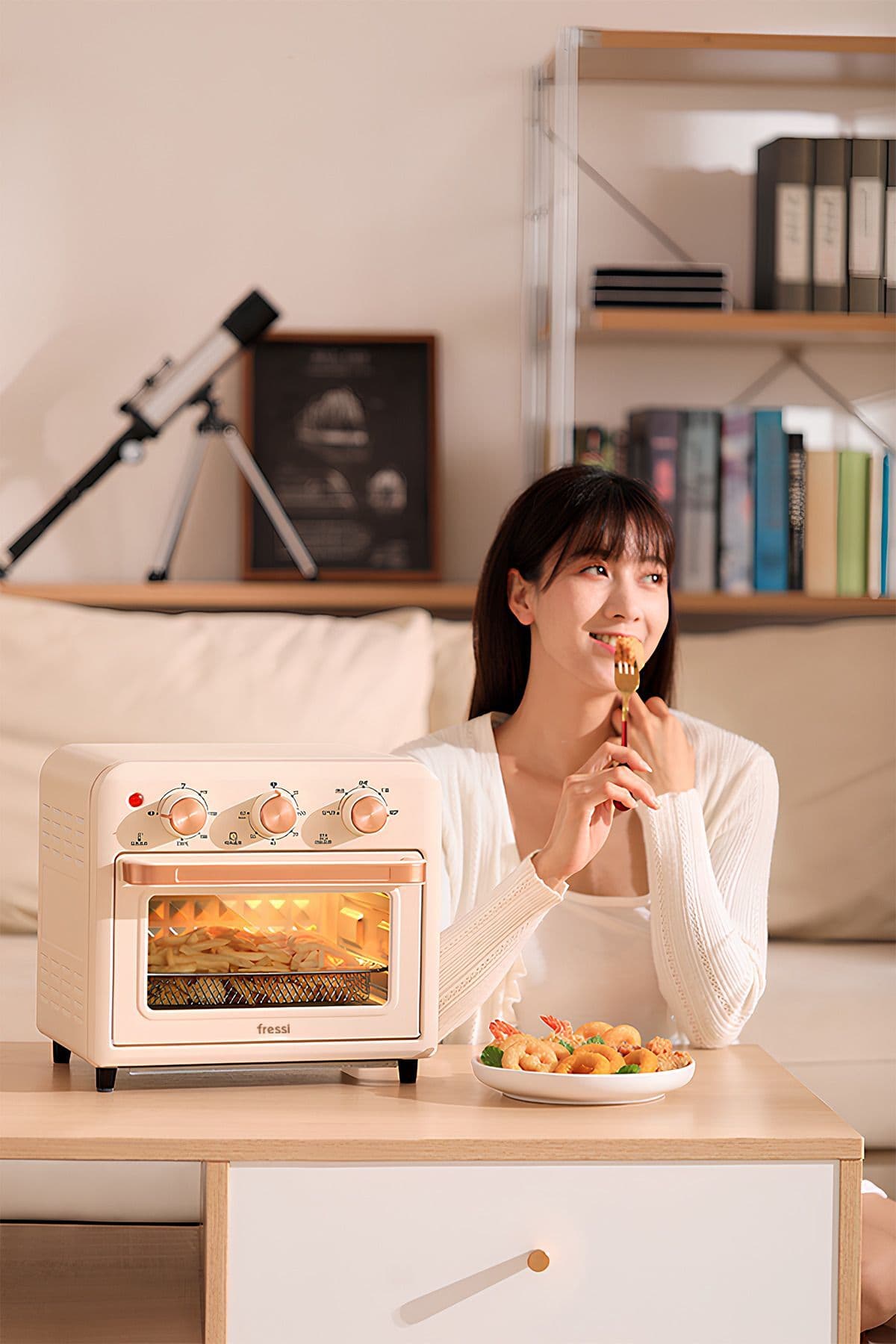Fressi Mini Fırın Akıllı Kore Fırını Süre Ve Derece Ayarlı Airfryer Fonksiyonlu 13 Litre Fritöz Af-01