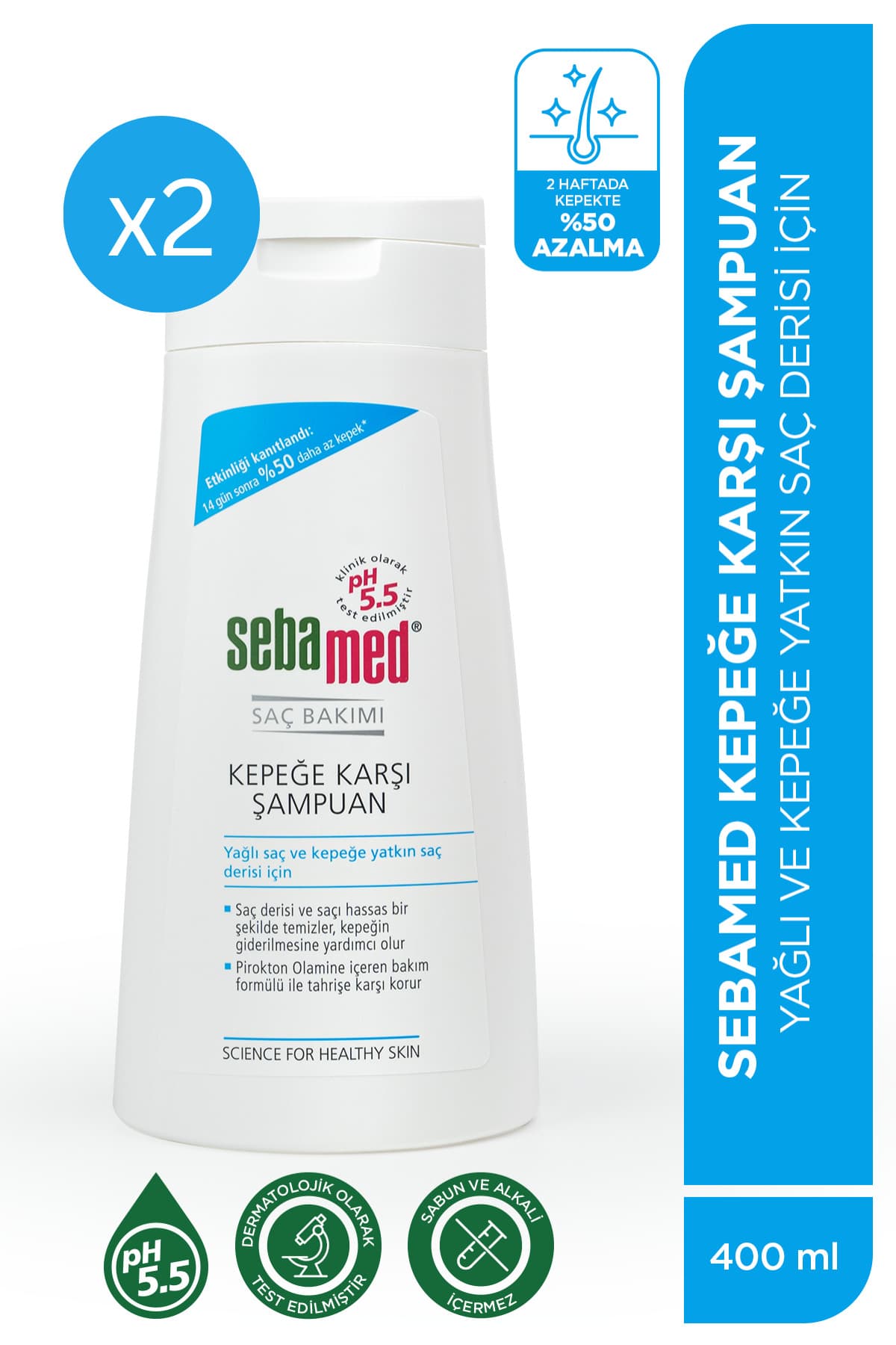 Sebamed Kepek Karşıtı Pirokton Olamin İçerikli Yağlanma Önleyici Şampuan 400 ml 2'li Bakım Set