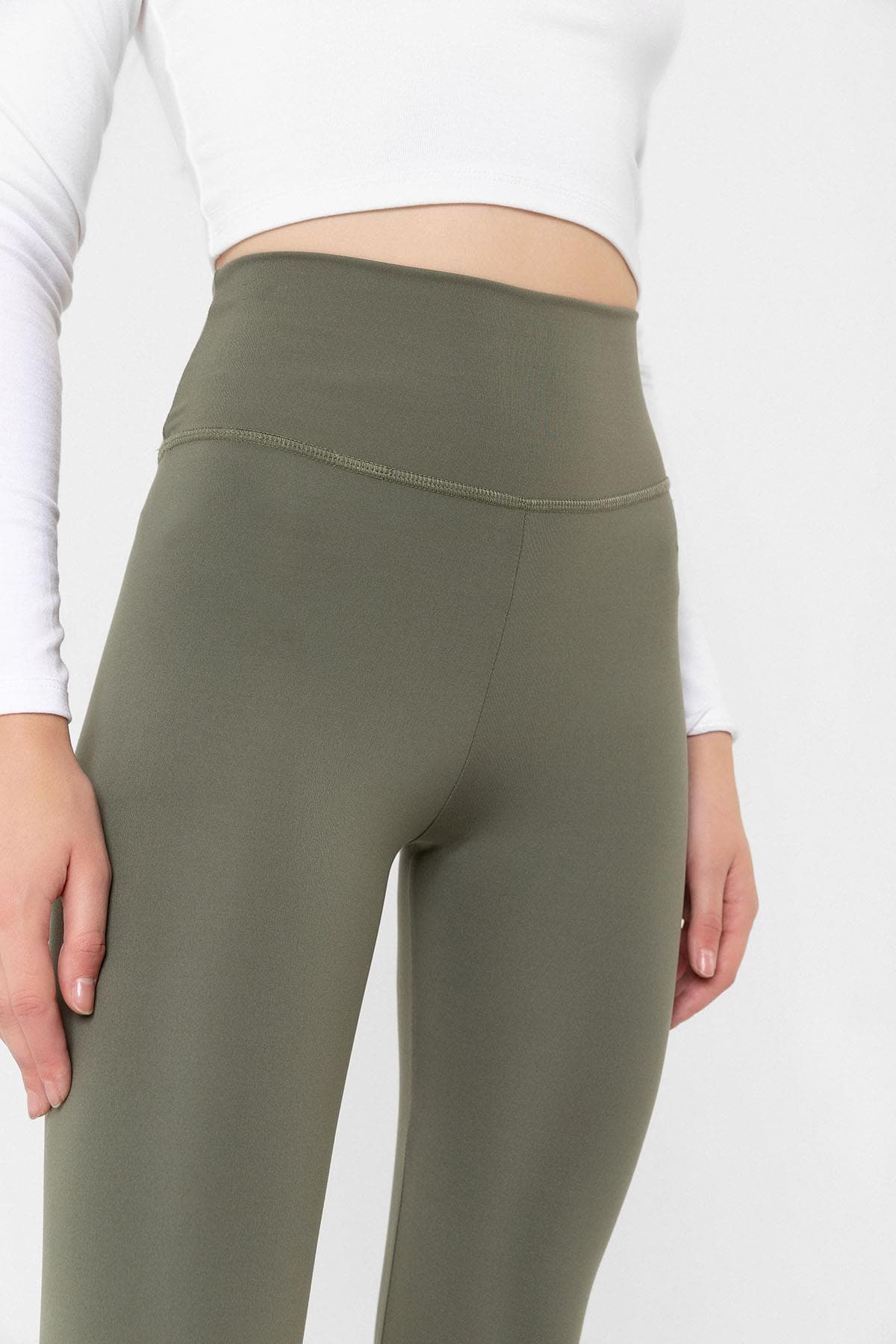 Domoda Mint Karyoka Dikiş Detaylı Toparlayıcı Sportif Detaylı Ekstra Esnek Kadın Tayt @amazon