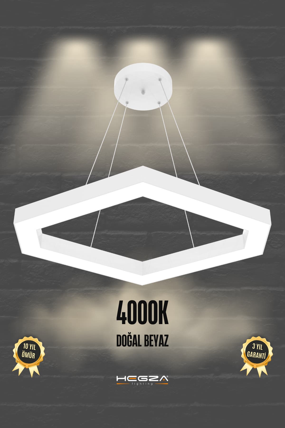 Hegza Lighting Cometa ( Beyaz Kasa, Doğal Beyaz Işık ) Modern Led Avize, Salon, Mutfak, Antre, Hol, Masa, Sarkıt