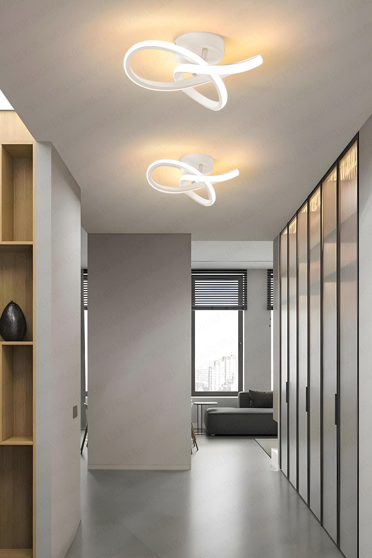 Dekorluna Alen Beyaz Modern Plafonyer Tavana Sıfır Beyaz Işık Salon Mutfak Hol Led Avize
