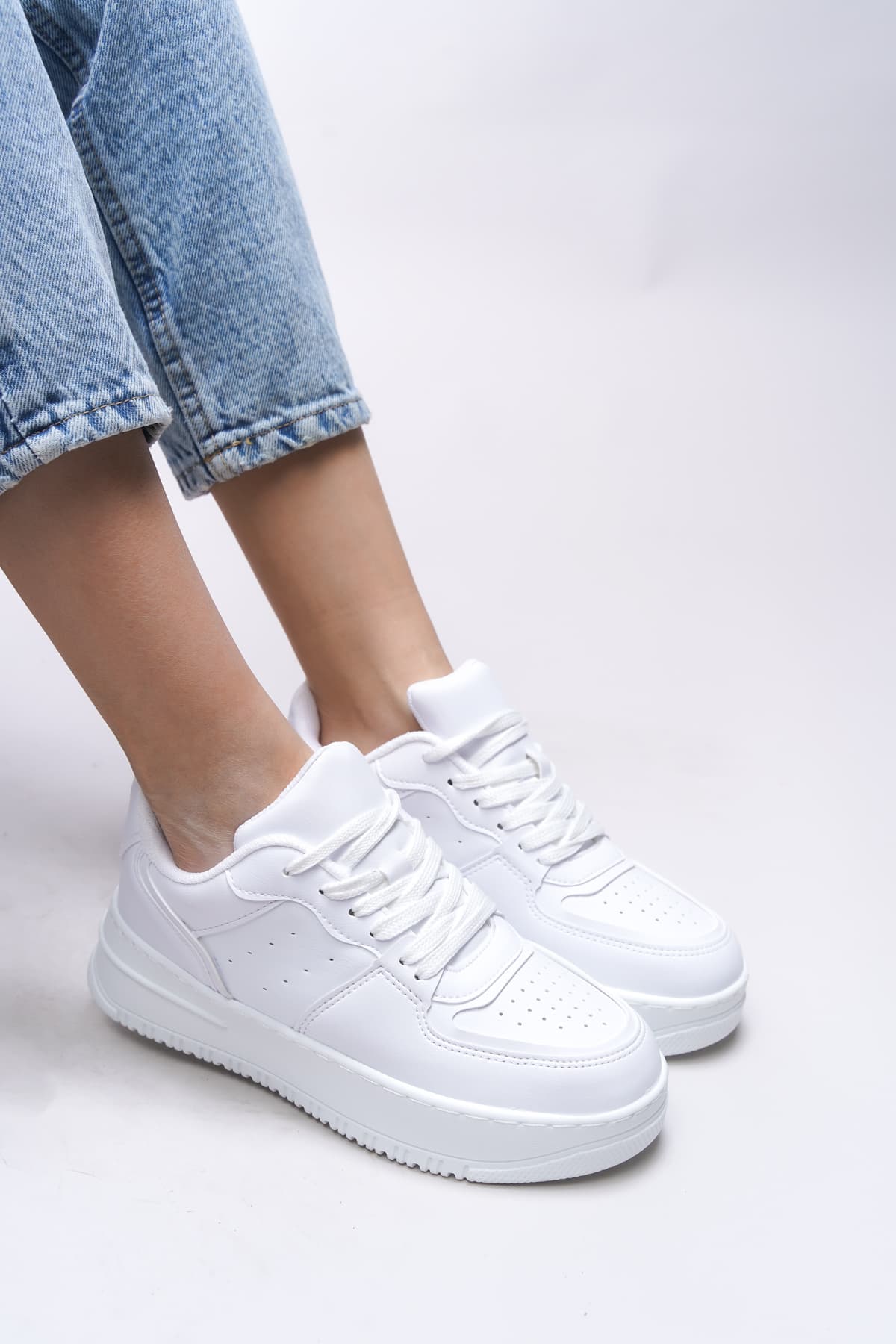 Riccon Beyaz Beyaz Kadın Sneaker 0012255