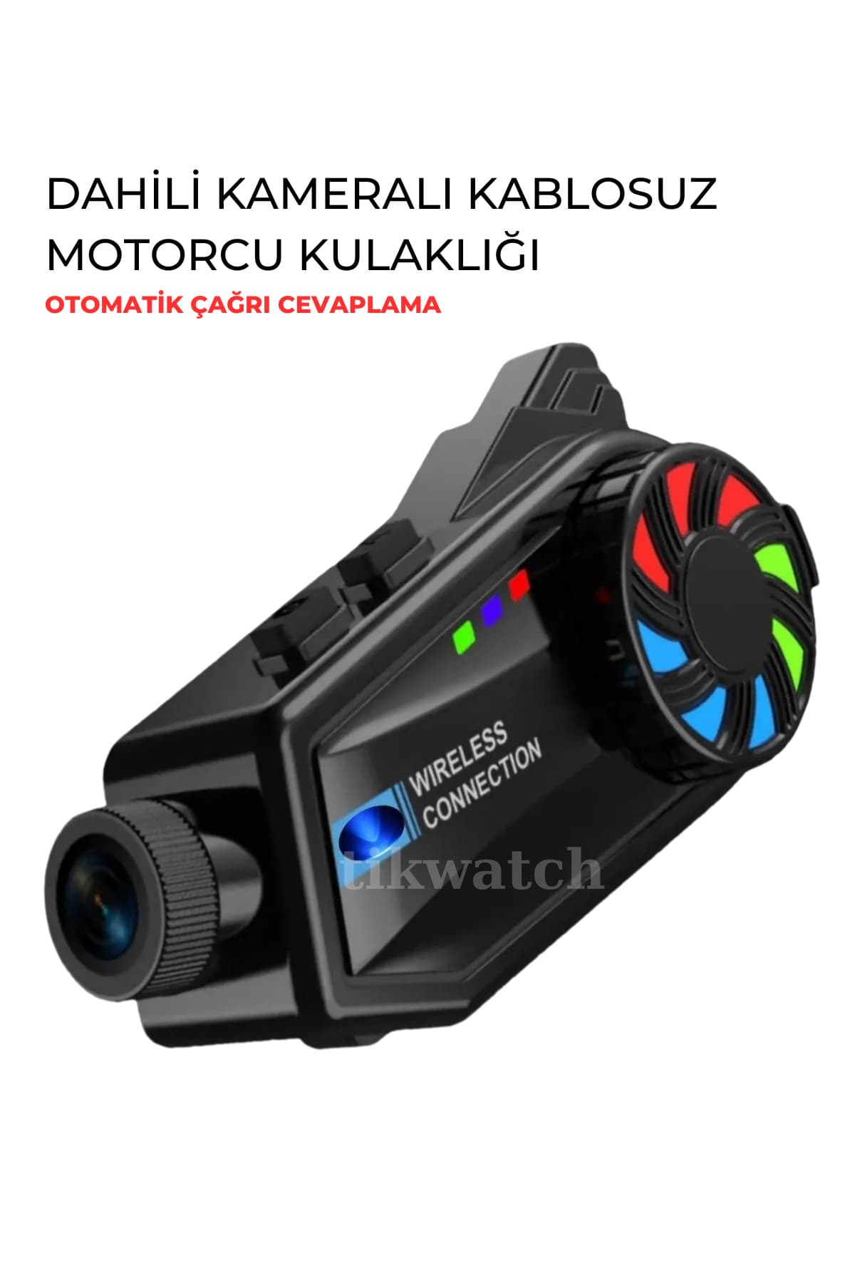 TİKWATCH 1080p Kameralı Interkom Video Kayıt Özellikli Kablosuz Motorcu Kulaklığı Su Geçirmez Bluetooth 5.4