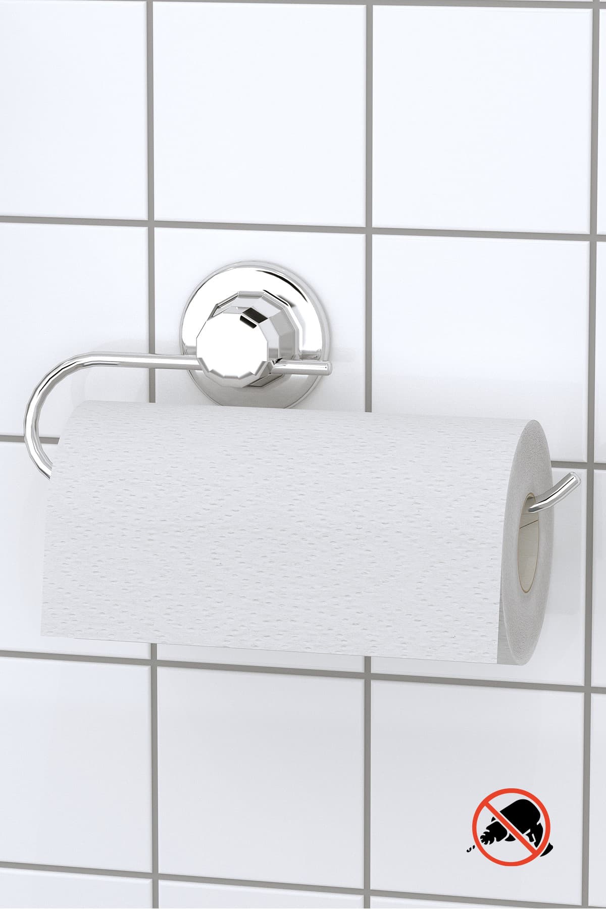Teknotel Delme Vida Matkap Yok! Vakumlu, Yapışkanlı Krom Kağıt Havluluk Krom DM240