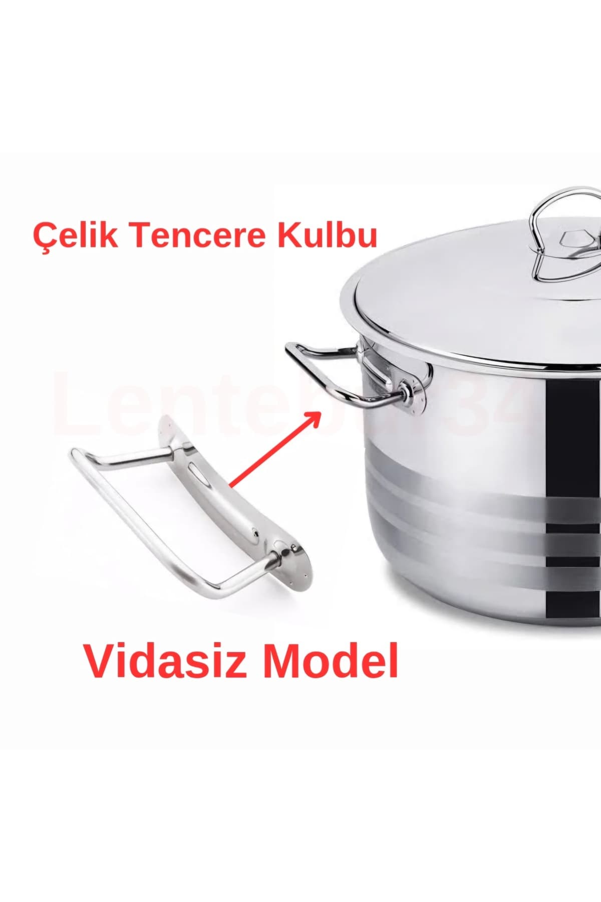 Lentebur34 Çelik Tencere Kulp Vidasız Model 2 Adet - Punta İle Tutturulan Yedek Kulp