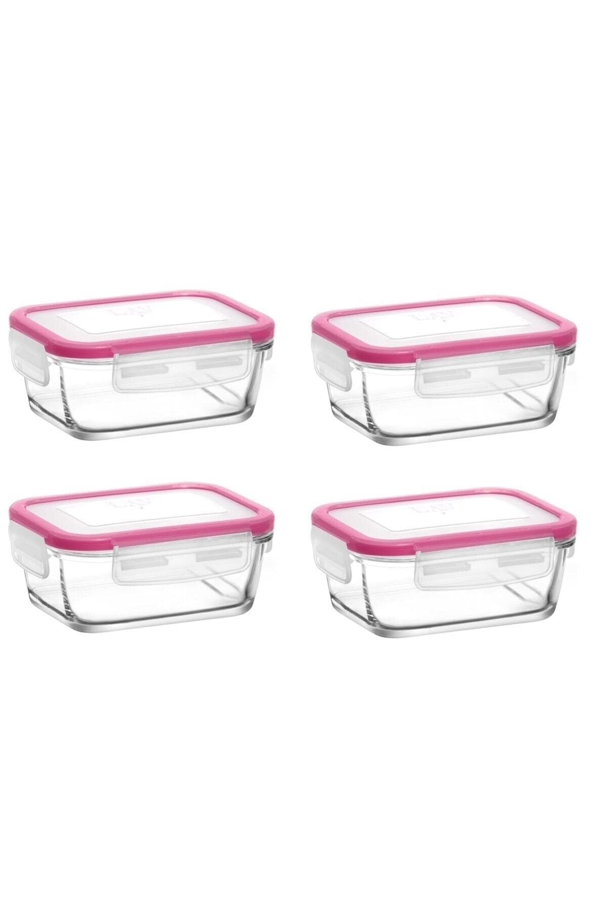 LAV Fresco Pembe Kapak 4'lü Saklama Kabı Kahvaltılık 400cc Frs-237