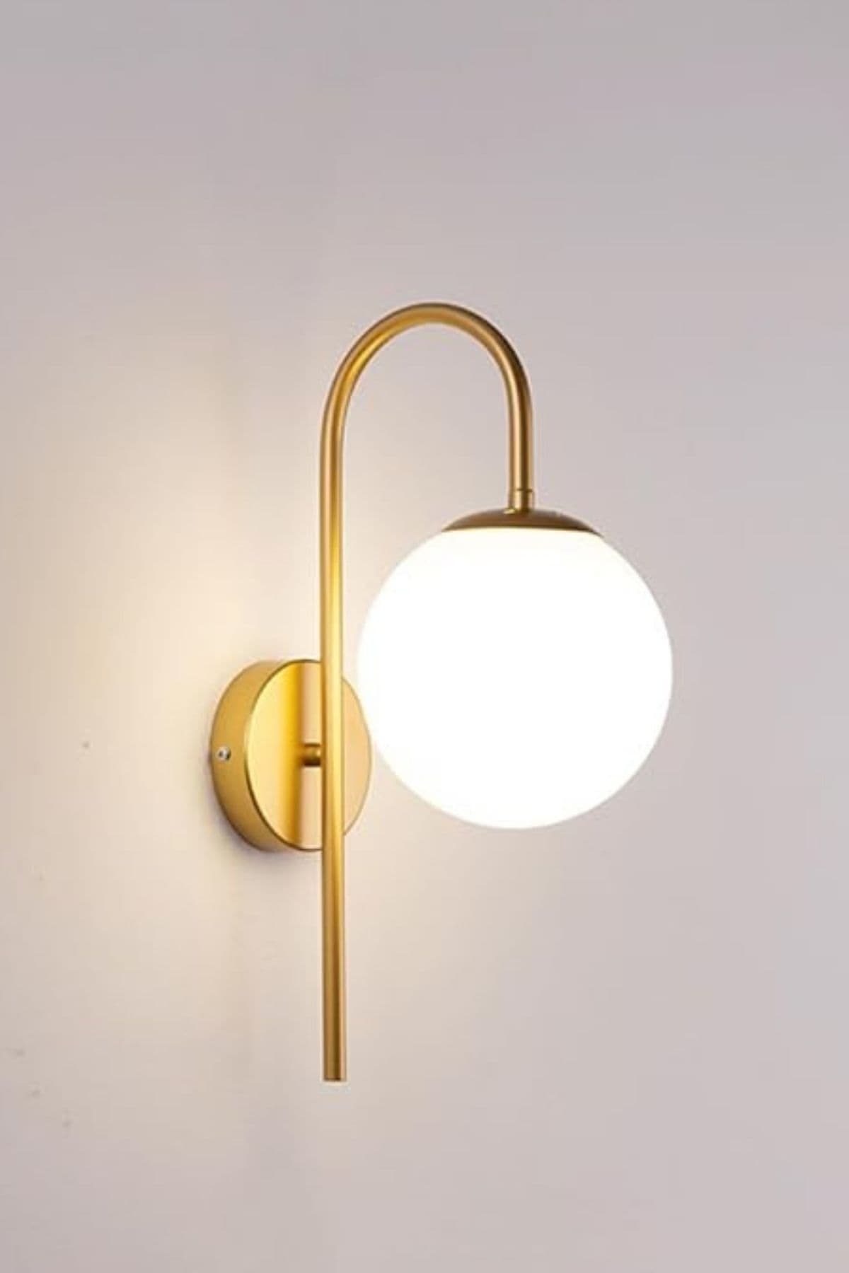 Ömür Avize Dolunay Gold Kasa Beyaz Camlı Tekli Aplik( Pilli Değildir)