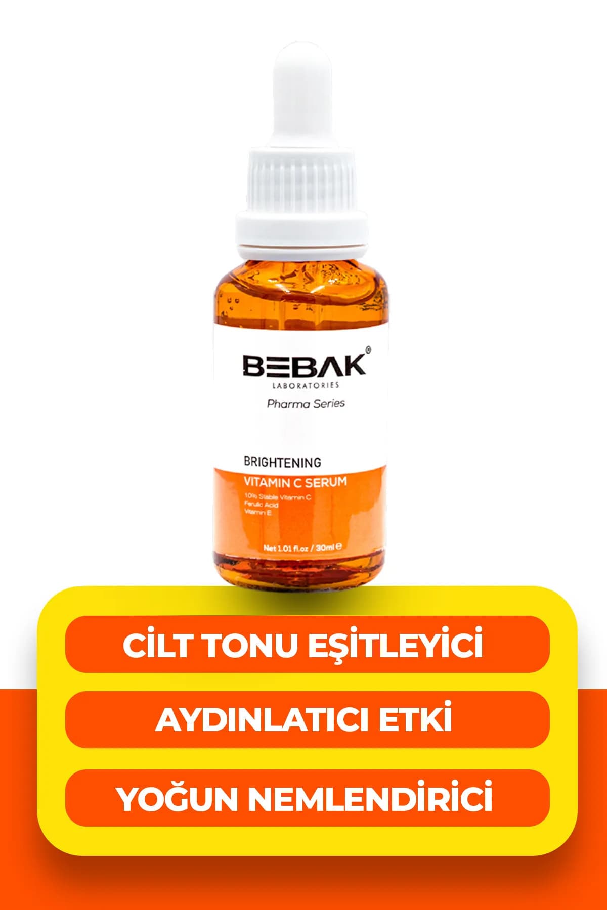 Bebak Pharma %10 C Vitaminli, Aydınlatıcı Ve Cilt Tonu Eşitleyici Serum 30ml