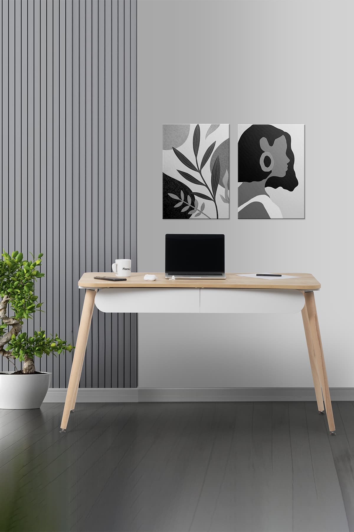 FLORADESİGN Flora Logo 120 (MEŞE) / Çalışma Masası / Bilgisayar Masası / Ders Çalışma Masası / Öğrenci Masası