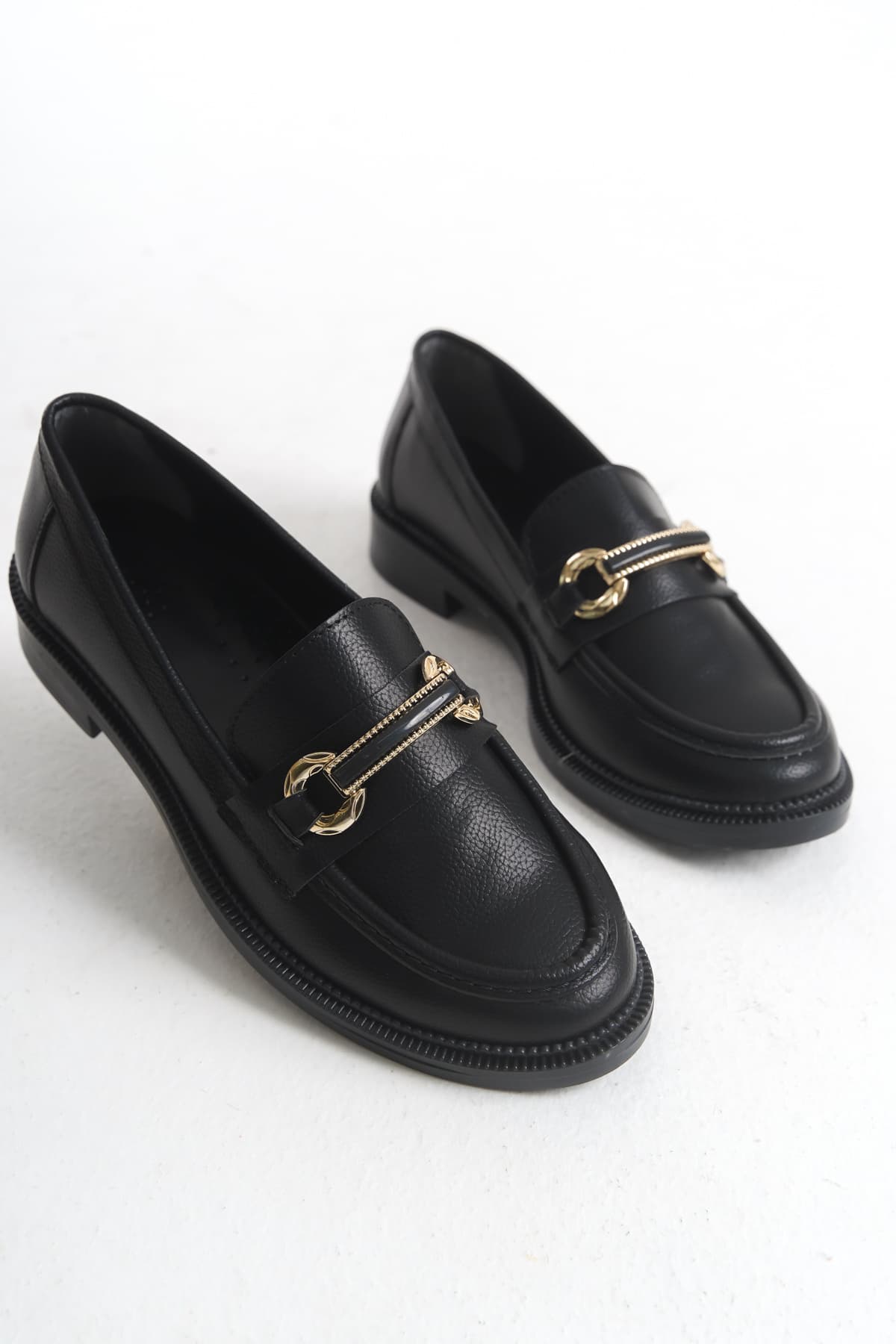 Entella Store Kadın Loafer KEMER TOKA Siyah Günlük Ayakkabı