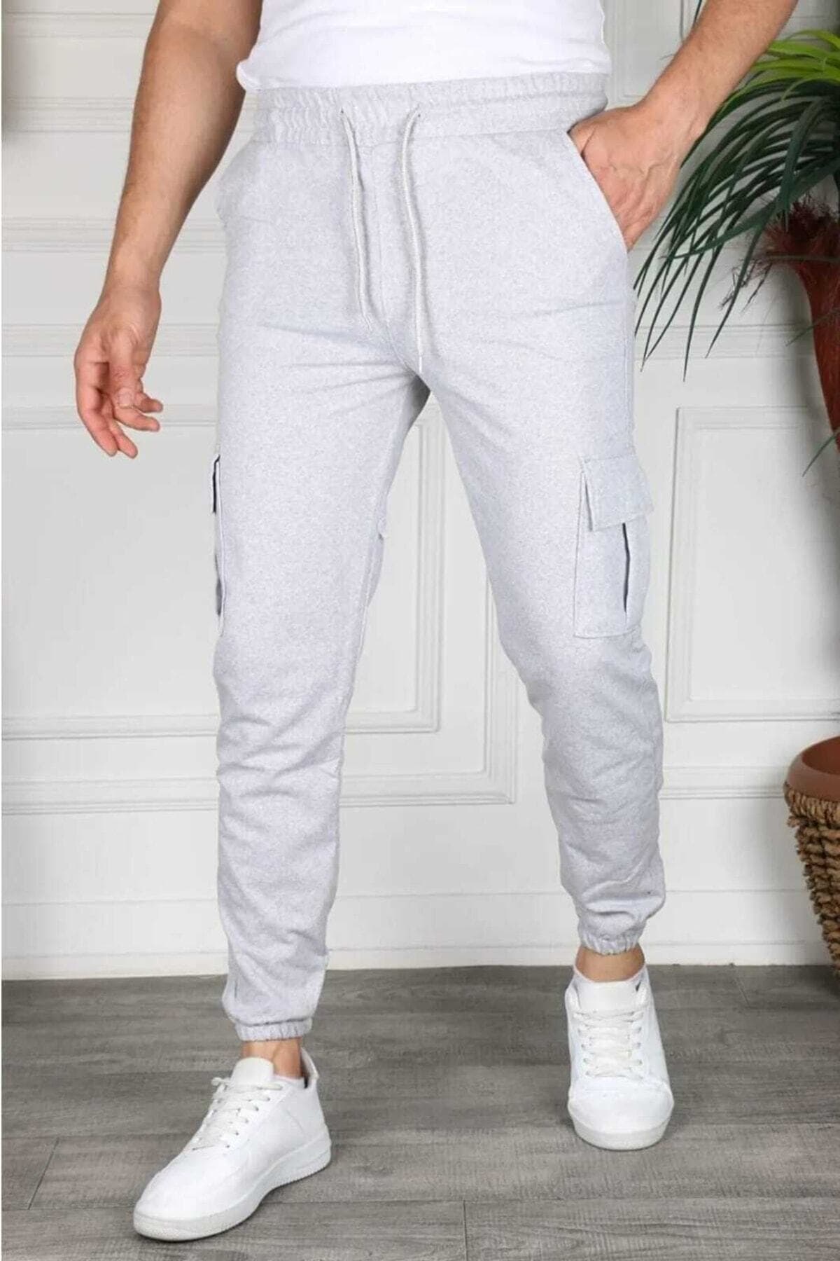 EXSPORT Gri Renk Kargo Cep Slim Fit Jogger Alt Eşofman Bfplus1