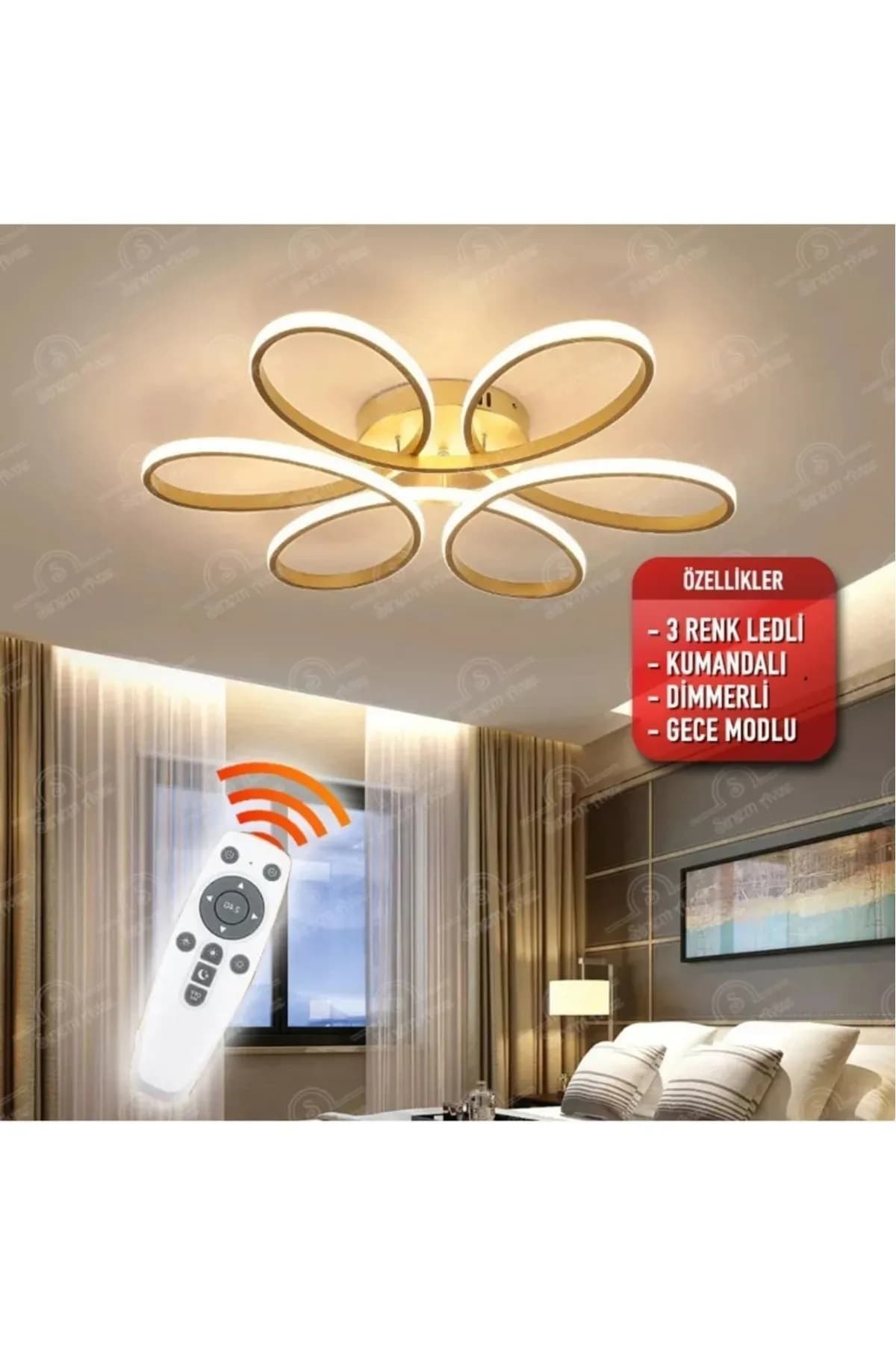 Ömür Avize Modern Stella Ledli Plofonyer Avize Kumandalı