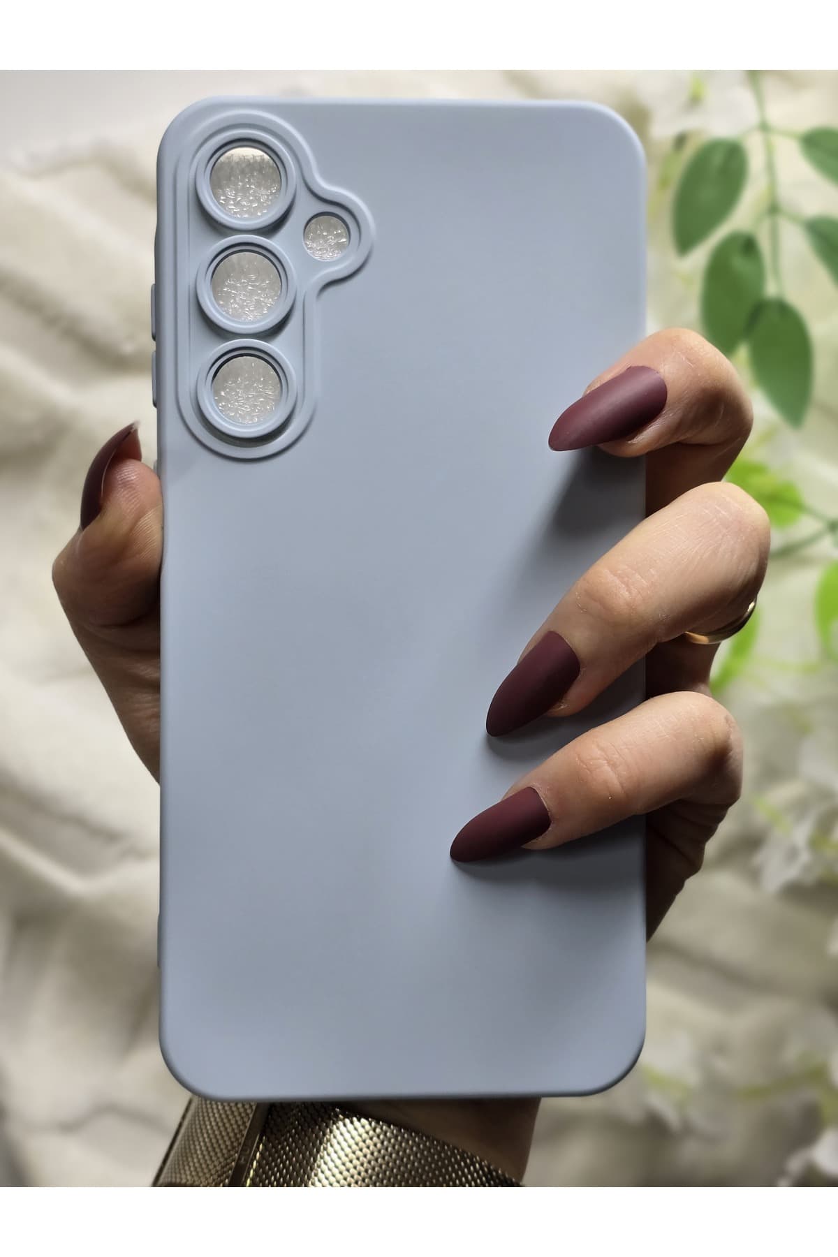 Magic Ring Samsung Galaxy S24 FE Uyumlu İçi Kadife Bebe Mavisi Telefon Kılıfı