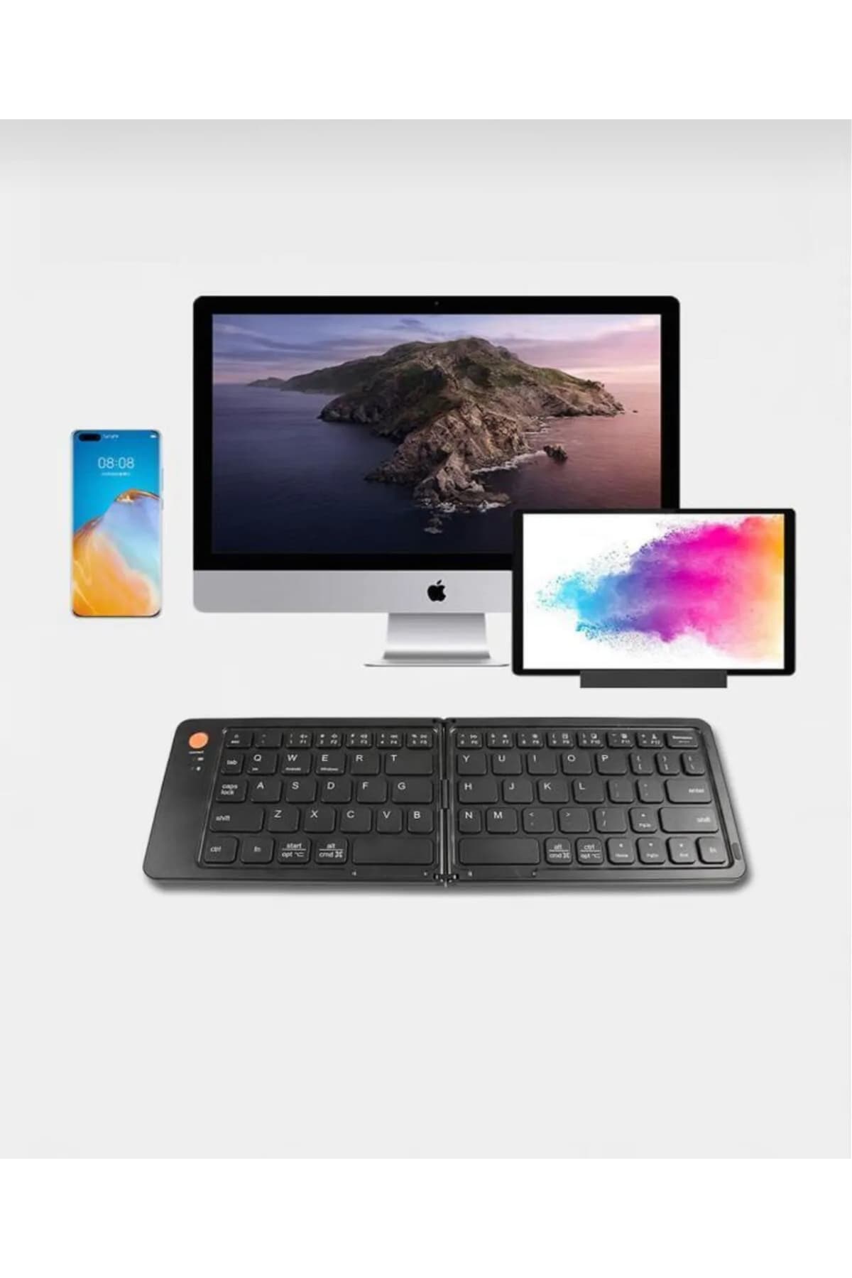 Genel Markalar Tk-08 Şarjlı Katlanabilir Taşınabilir Bluetooth Mini Klavye