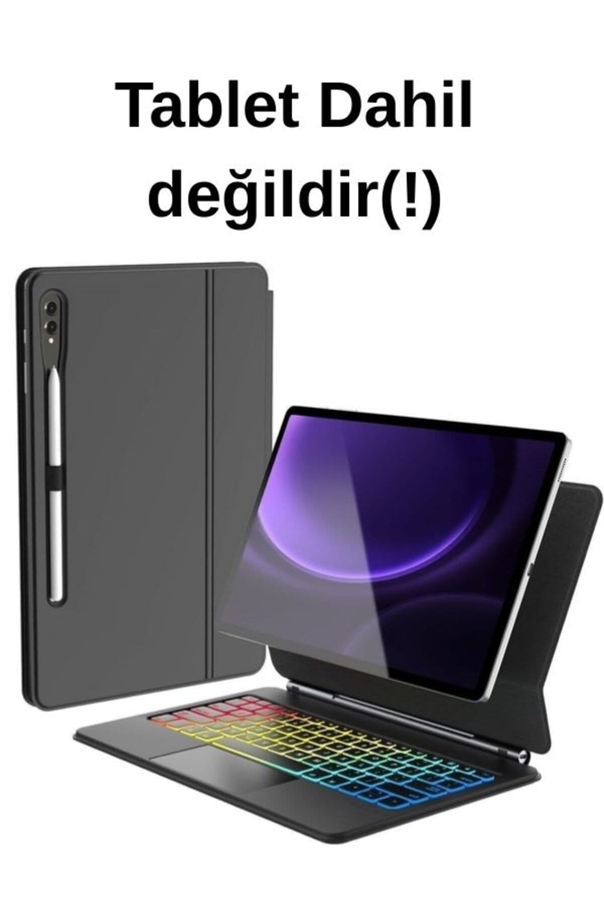 Fogy Samsung Galaxy Tab S9 Fe Plus 12.4" Uyumlu Magic Keyboard Touchpad Rgb Işıklı Klavyeli Kılıf Sm-x610