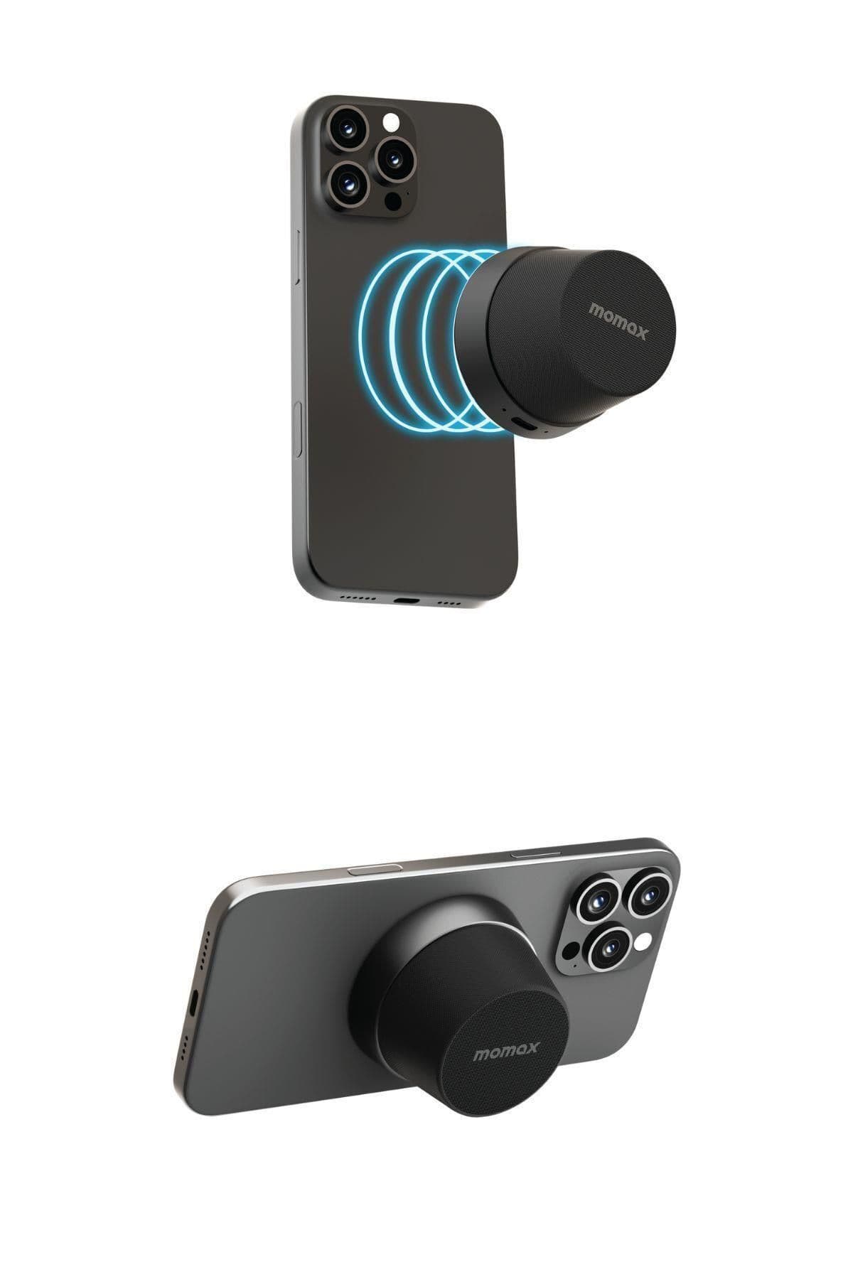 Momax 1-Vibe Go Magnetic Wireless Taşınabilir Gerçek Kablosuz Hoparlör (Black)