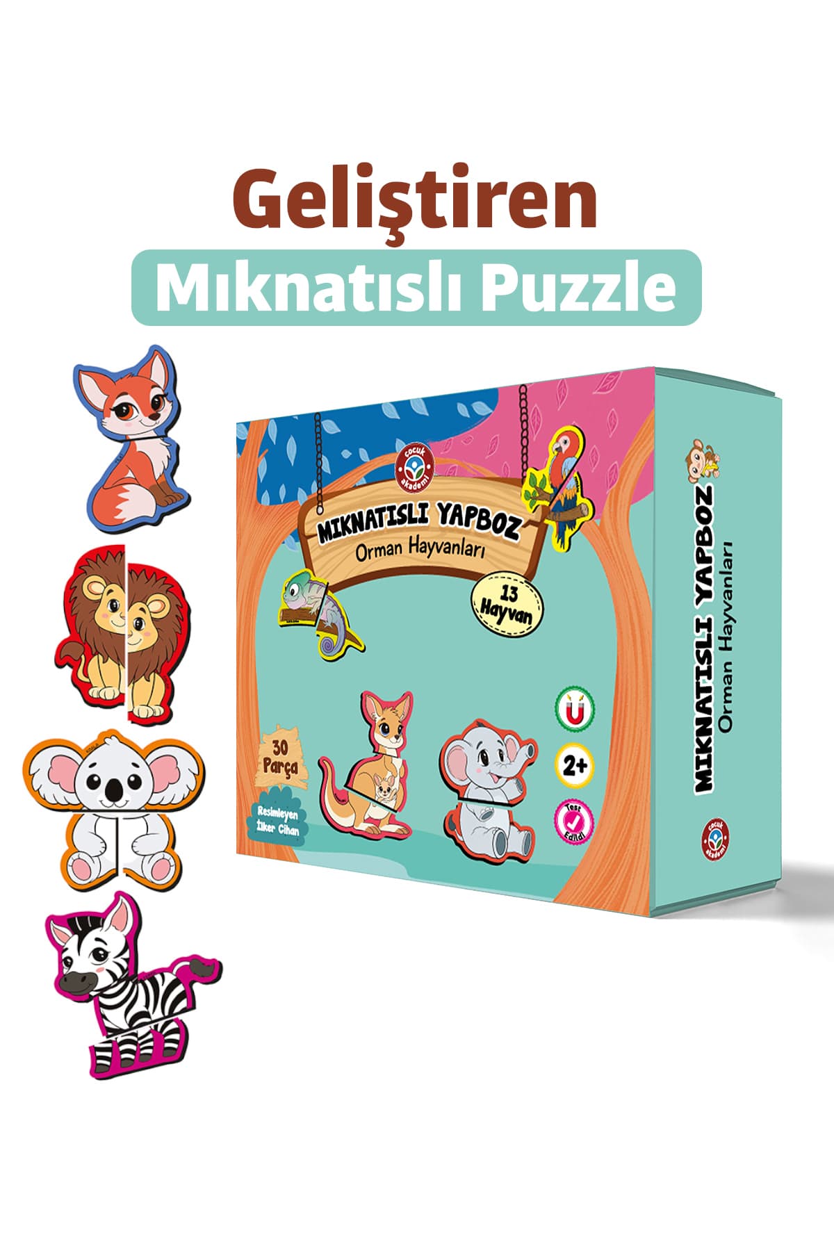 Çocuk Akademi Mıknatıs Özellikli Eğlenceli Puzzle Orman Hayvanları