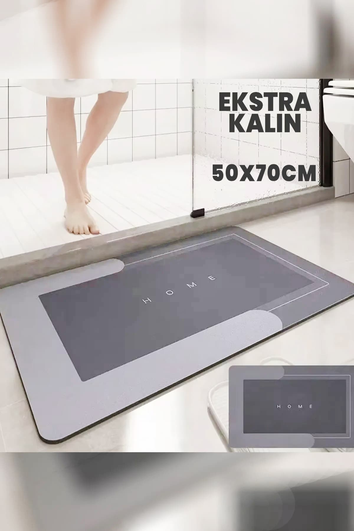 Destpak 50x70 (EKSTRA KALIN) Geniş Boy Kaymaz Banyo Paspası - Su Emici - Kolay Temizlenir