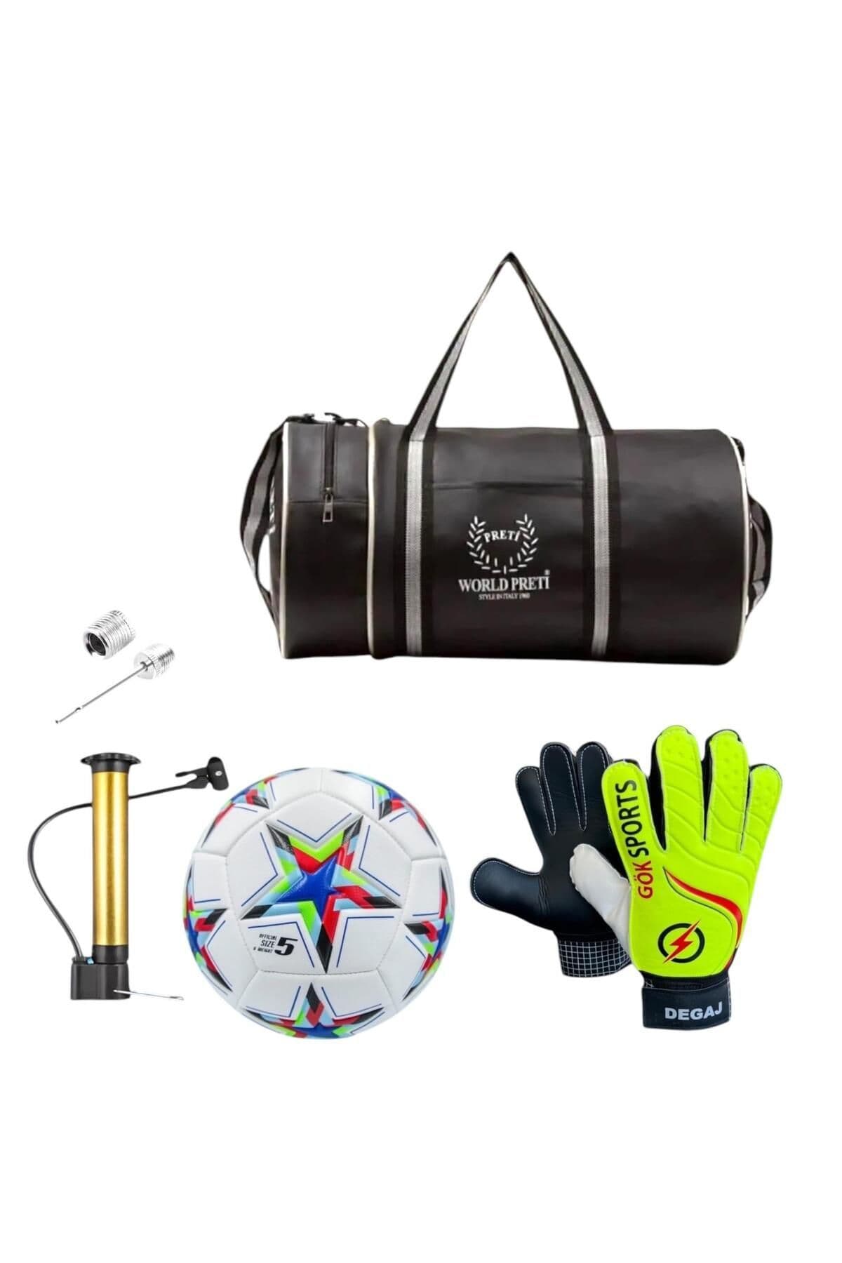 Gök Sports Çocuk Kaleci Eldiveni Silindir Spor Çanta Futbol Topu Pompa Hediyeli