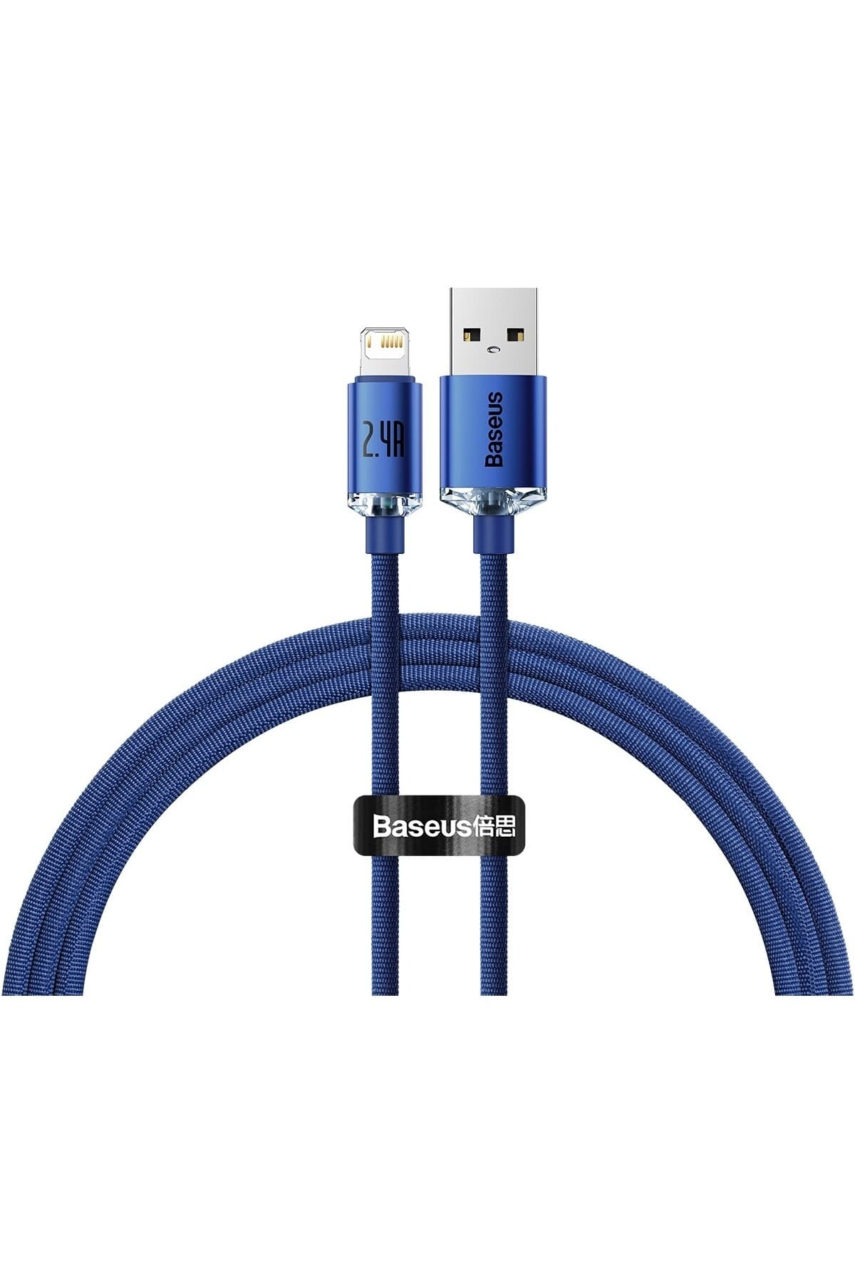 Baseus Crystal Shine Series Süper Hızlı Data Kablo USB to iP 2.4A 1.2m Mavi