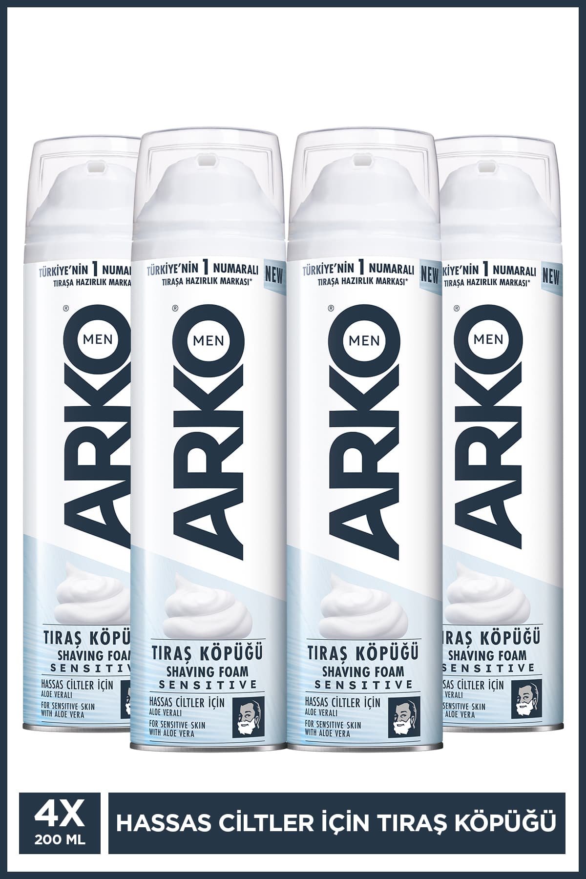 Arko Men Sensitive Hassas Ciltler için Erkek Bakım Tıraş Köpüğü 4x200ml