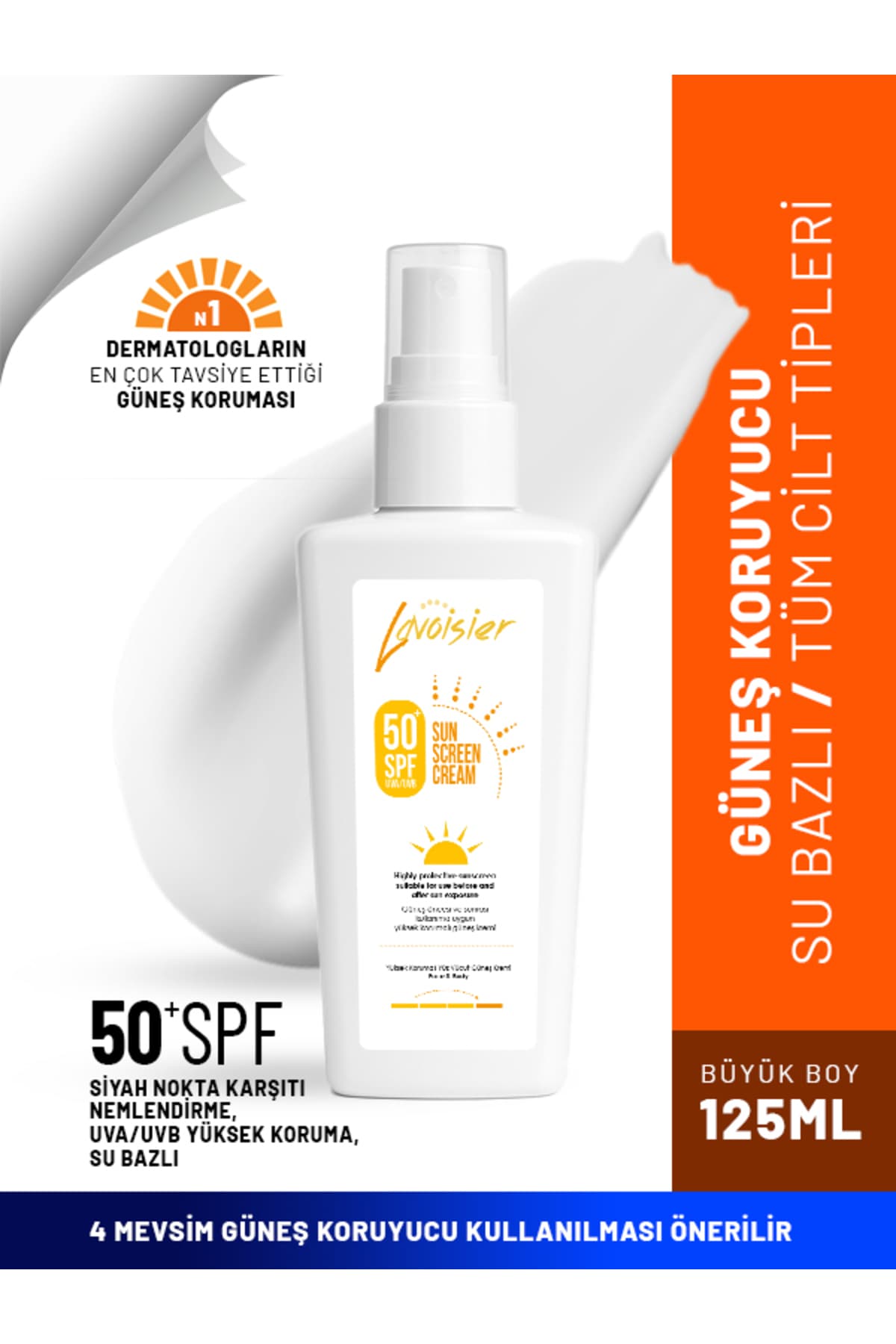 Lavoisier 50 Spf Yüksek Korumalı Yüz Ve Vücut Güneş Kremi 125ml
