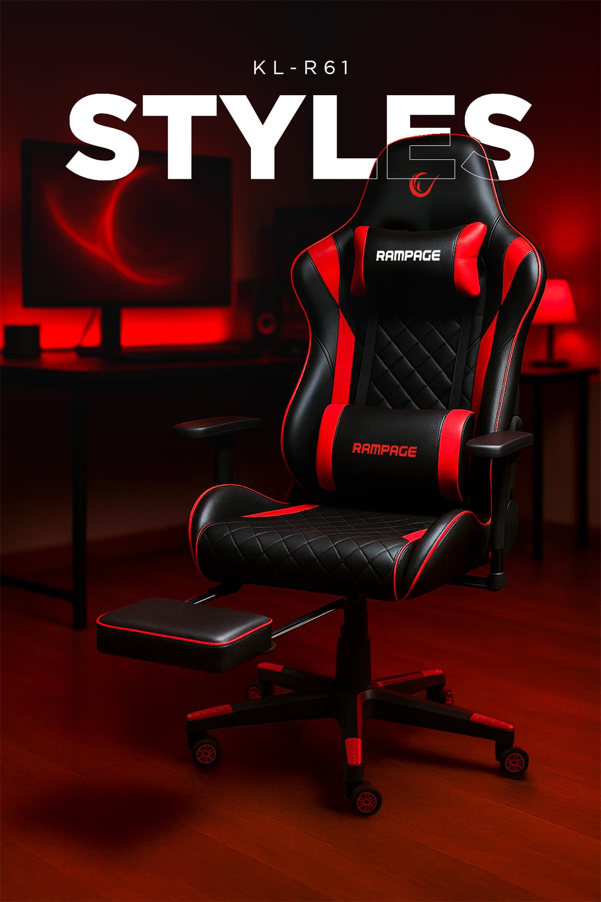 Rampage Styles Kl-r61 Kırmızı/siyah Gaming Oyuncu Koltuğu