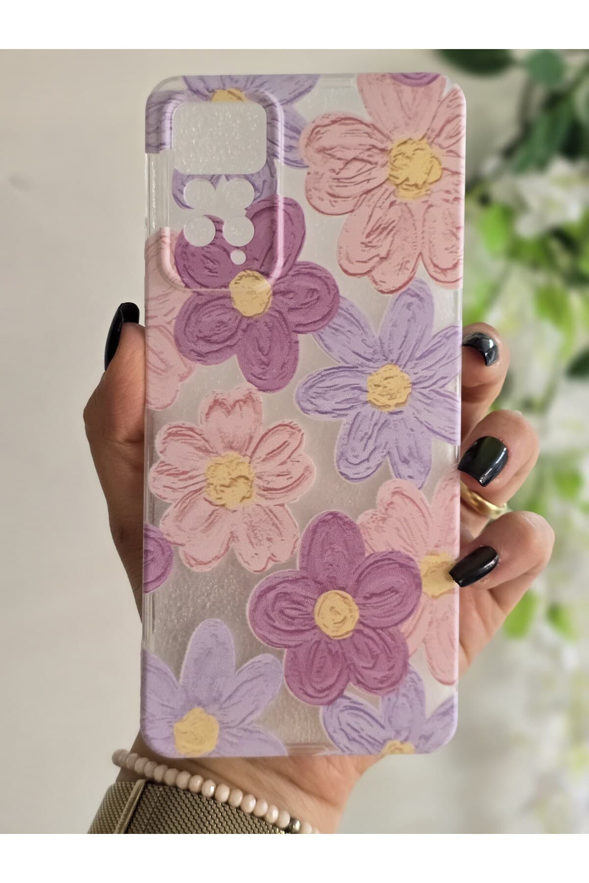 Magic Ring Xiaomi Redmi Note 11 PRO/Note 12 PRO 4G Uyumlu Pastel Renkli Çiçekler Desenli Şeffaf Telefon Kılıfı