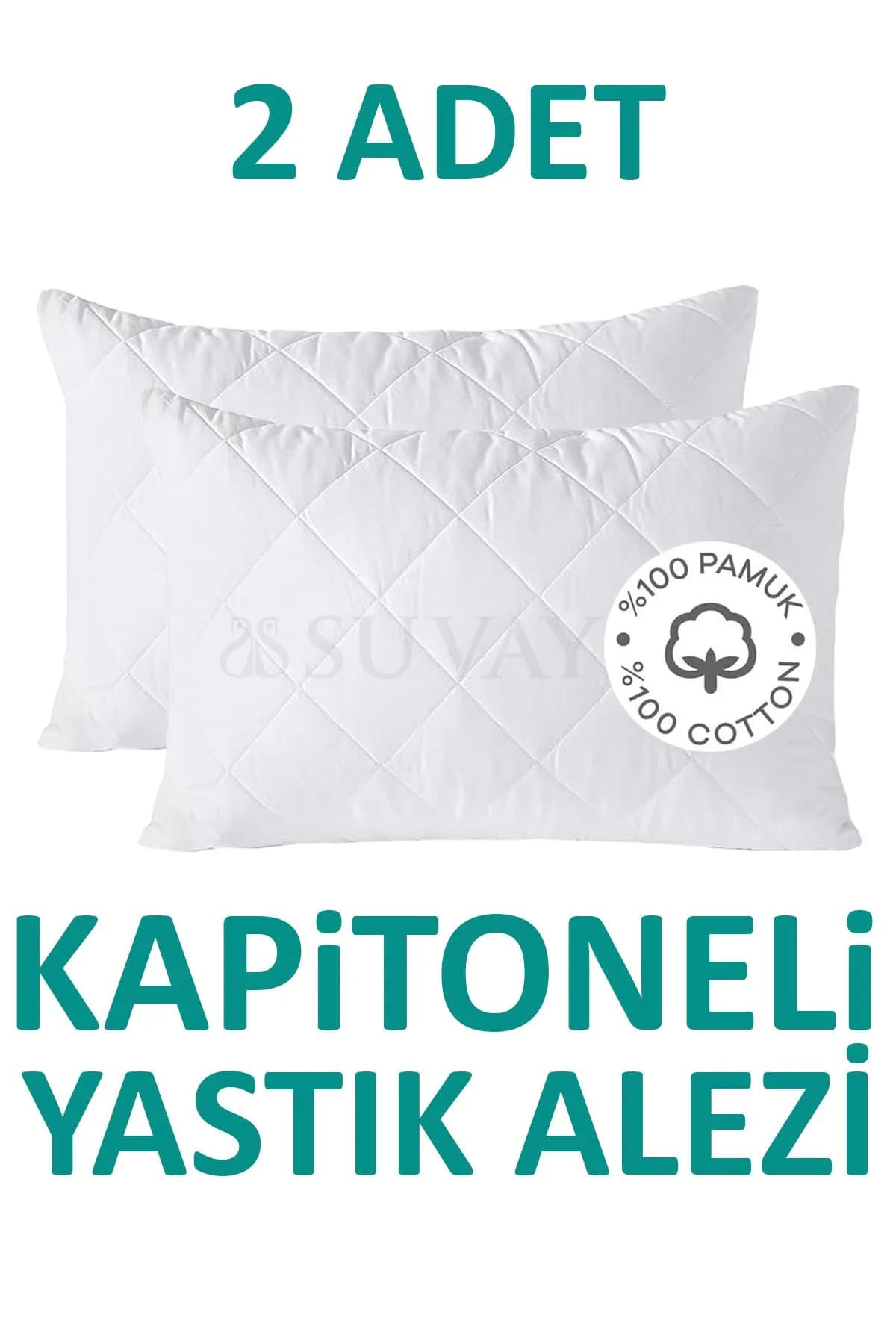 SUVAY Kapitoneli Yastık Alezi Pamuklu Fermuarlı Terletmeyen Yastık Koruyucu Kılıf