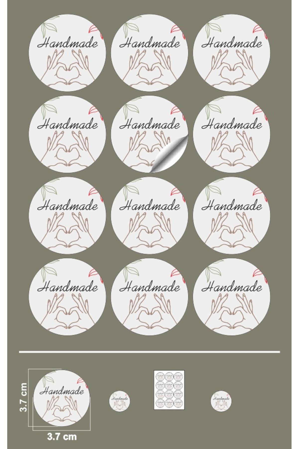 EcoNest Sticker Kuşe Hand Made (A KALİTE) Etiketi Yuvarlak Kesim (3,7X3,7CM) 108 Adet